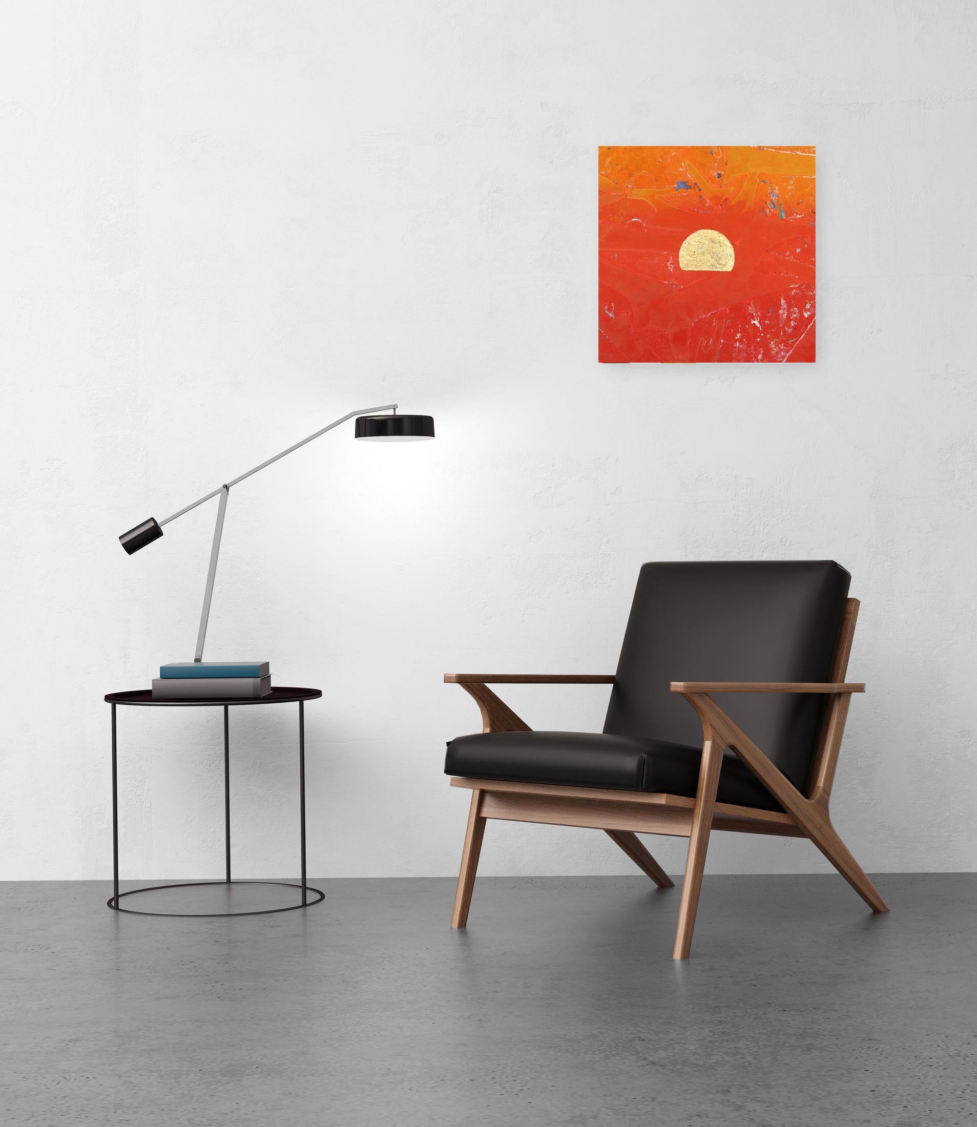 Beton-Sonnenuntergang Mini I – Bold Meditatives Gemälde mit Blattgold auf Leinwand im Angebot 3