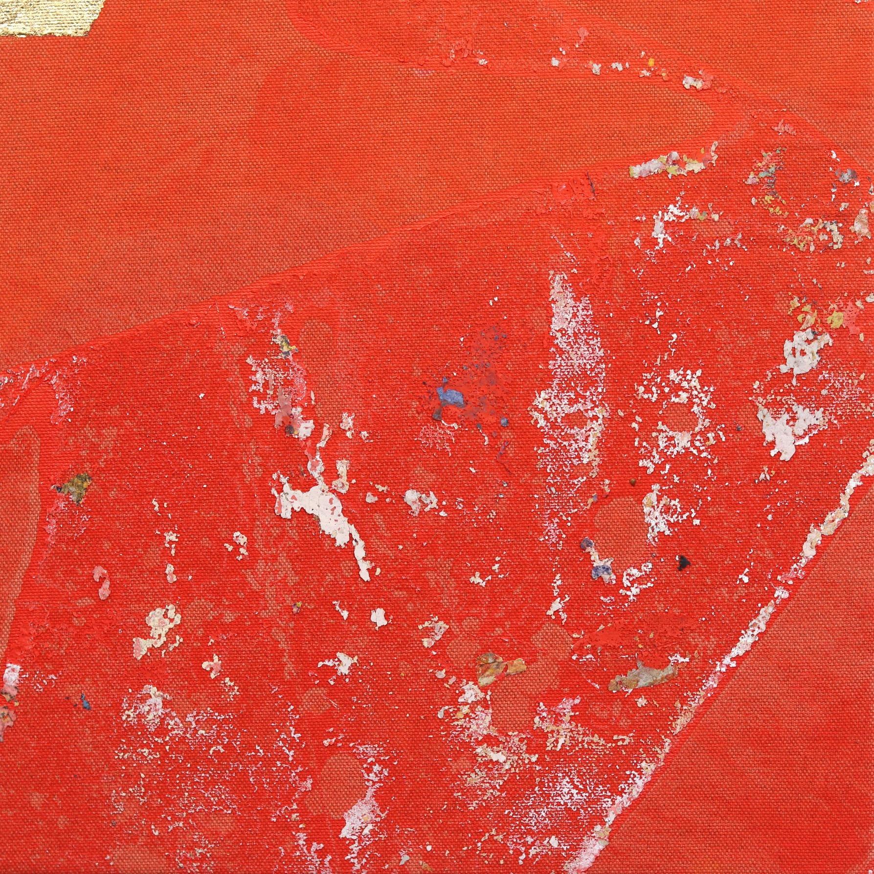 Concrete Sunset Mini I - Bold Meditative Gold Leaf Painting on Linen Canvas For Sale 4