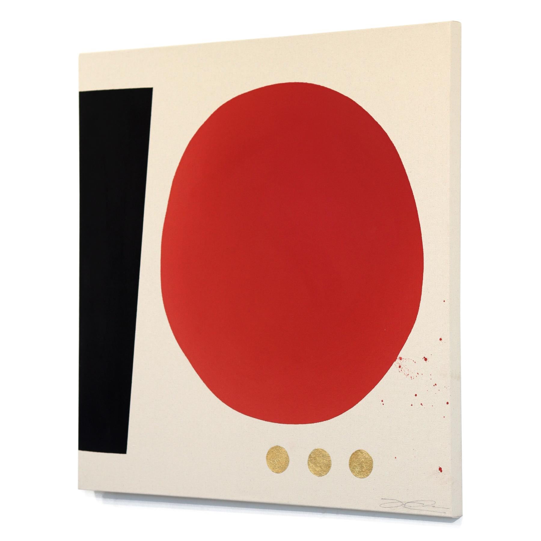 Essential Collections - Peinture abstraite méditative rouge, noire et or sur toile en vente 1