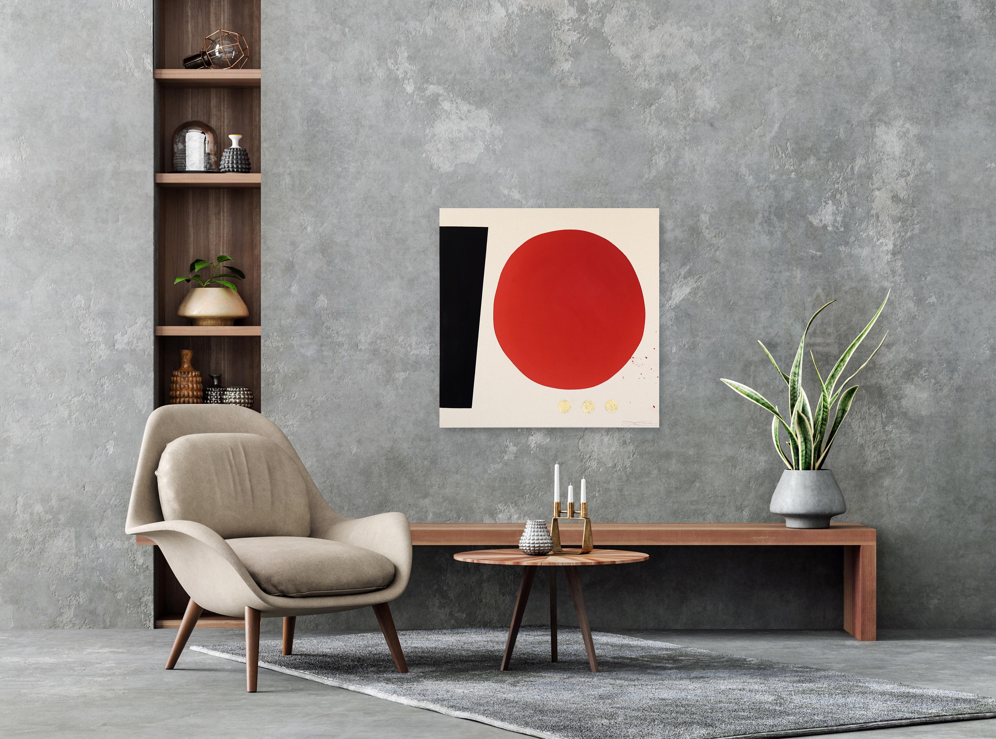 Essential Collections - Peinture abstraite méditative rouge, noire et or sur toile en vente 3