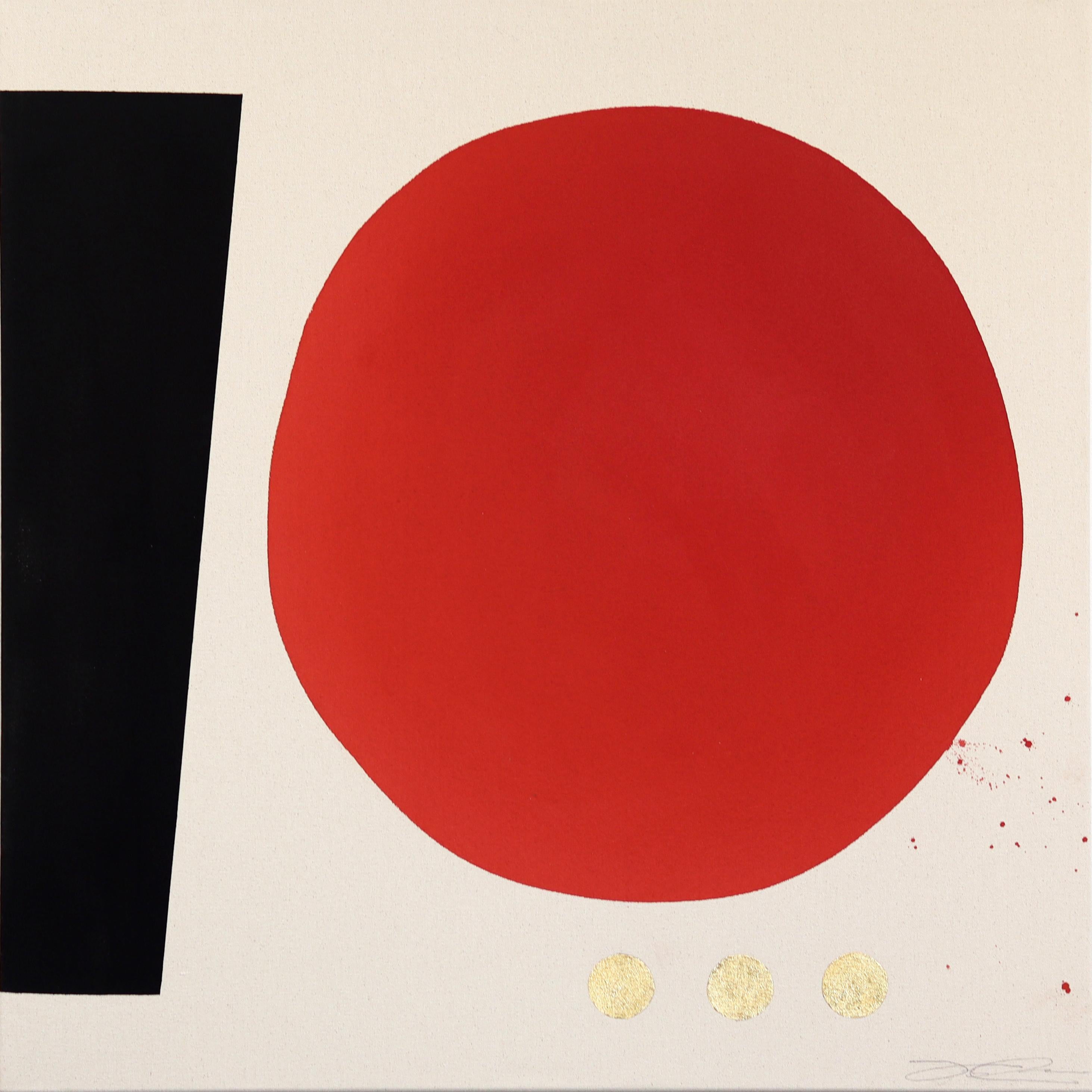 Essential Collections - Peinture abstraite méditative rouge, noire et or sur toile - Mixed Media Art de Jason DeMeo