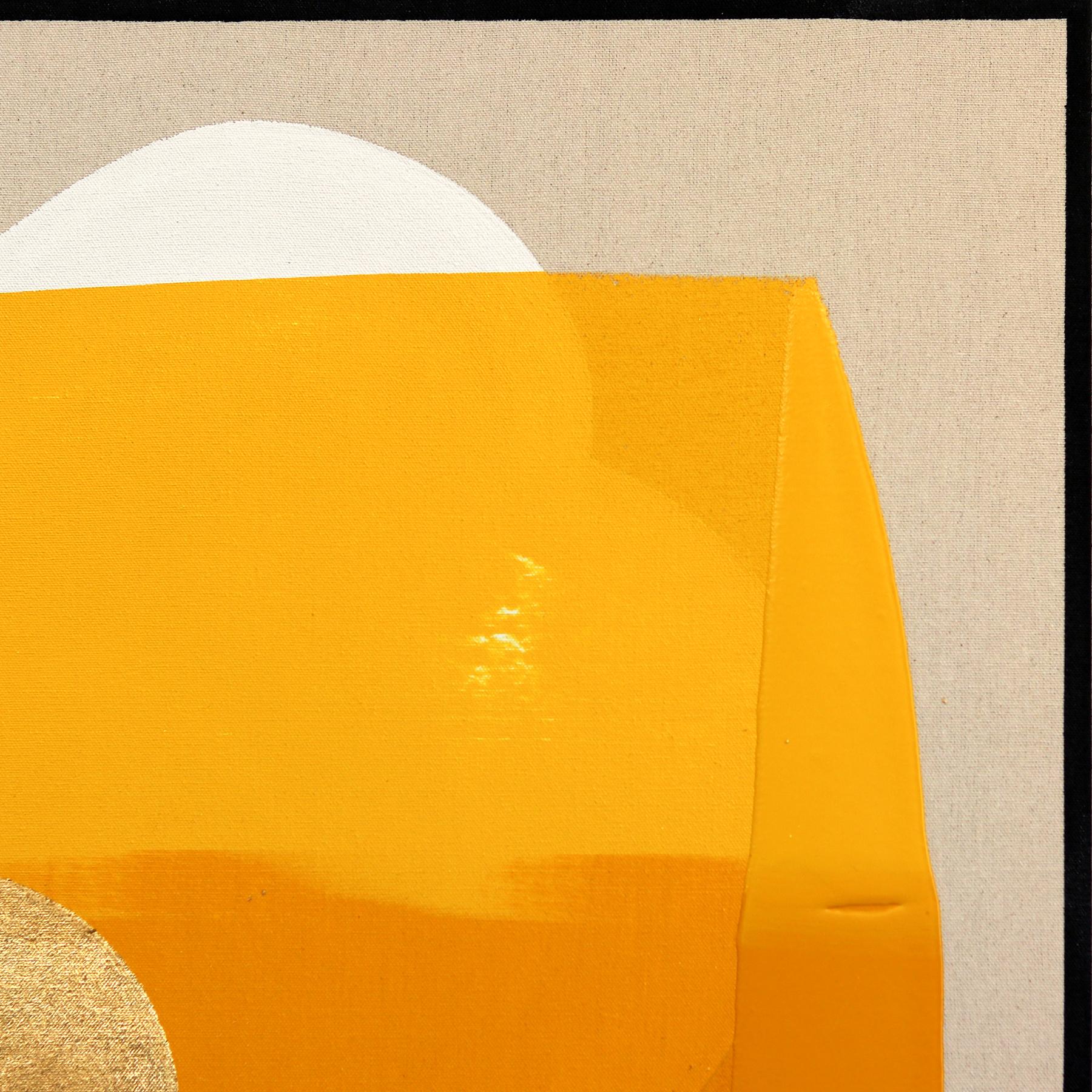 Ewige Sonnenuntergänge: Enthusiasmus - Meditatives abstraktes Gemälde in Gelb und Gold  – Painting von Jason DeMeo