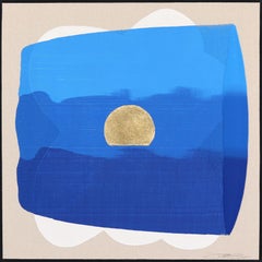 Eternal Sunsets: Generous Heart - Meditative Blue and Gold Abstract Painting 