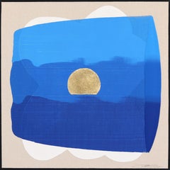 Eternal Sunsets: Generous Heart - Meditative Blue and Gold Abstract Painting