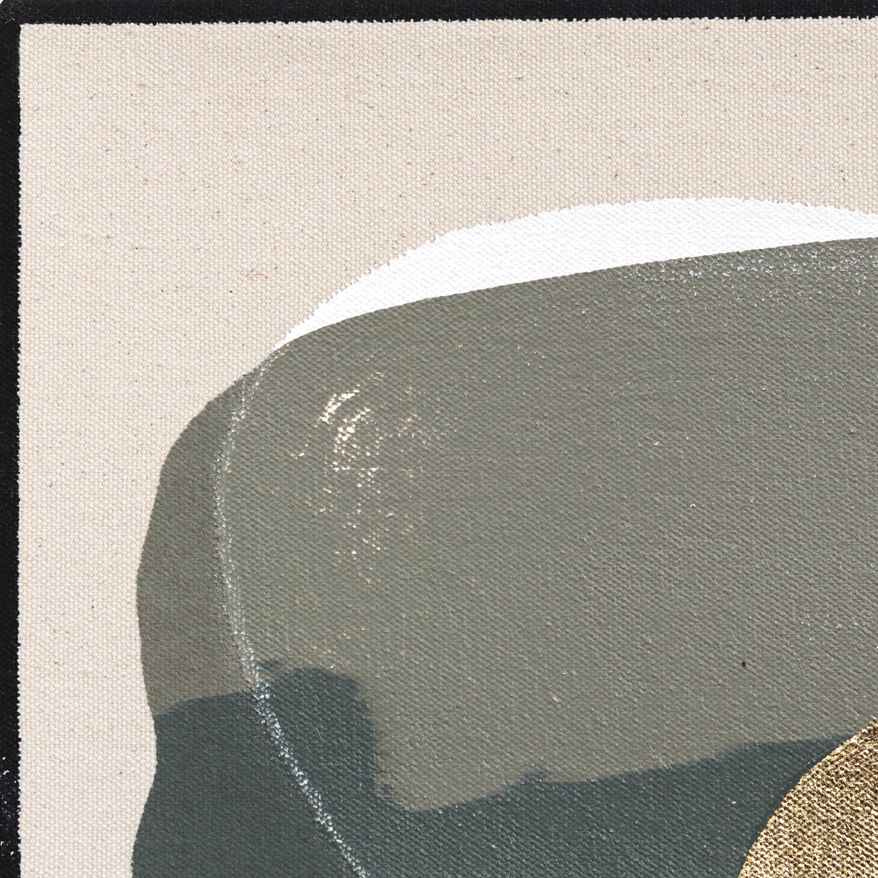 Eternal Sunsets Mini: Calm II - Meditative Muted Green Tone Abstract Painting For Sale 2