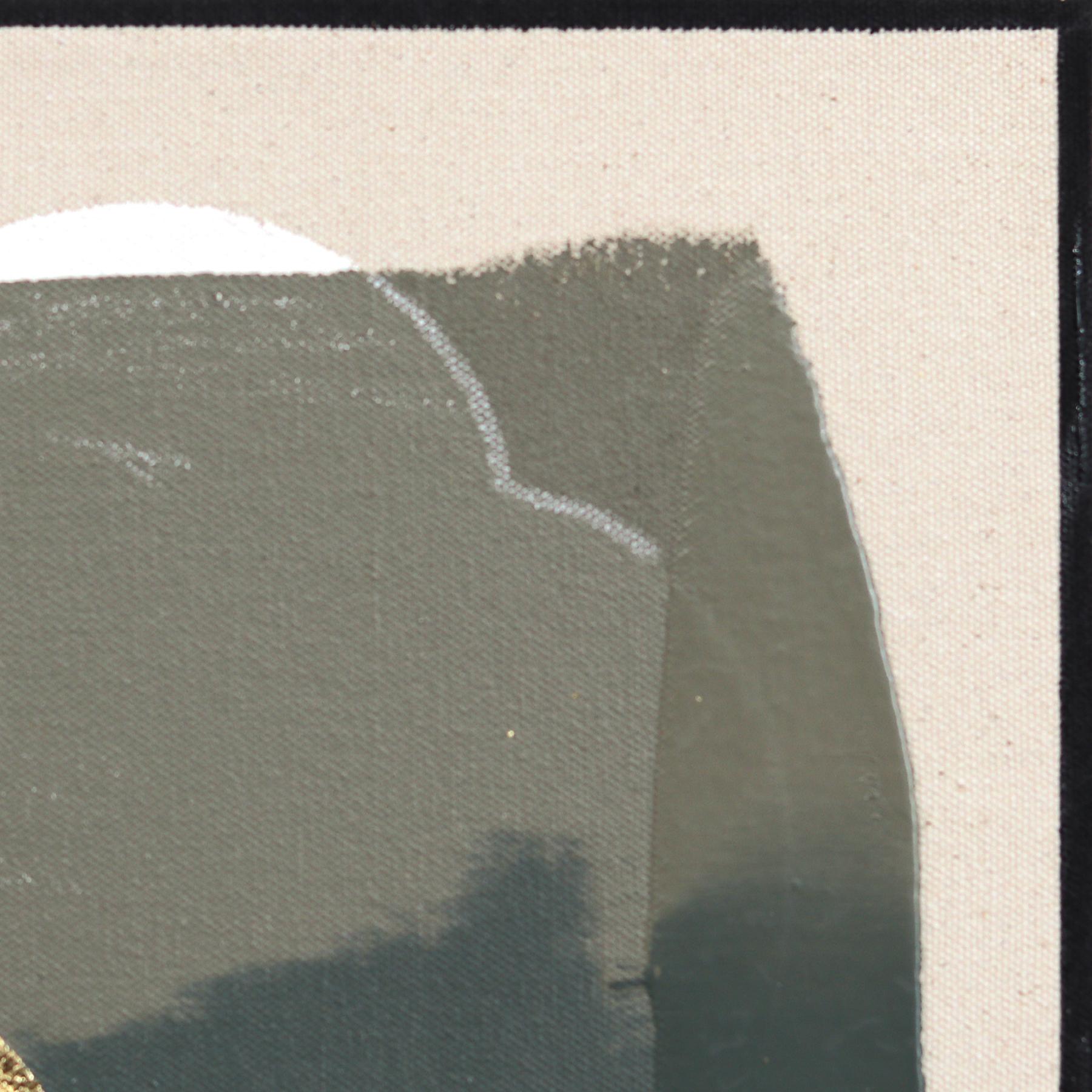 Eternal Sunsets Mini: Calm II - Meditative Muted Green Tone Abstract Painting For Sale 4