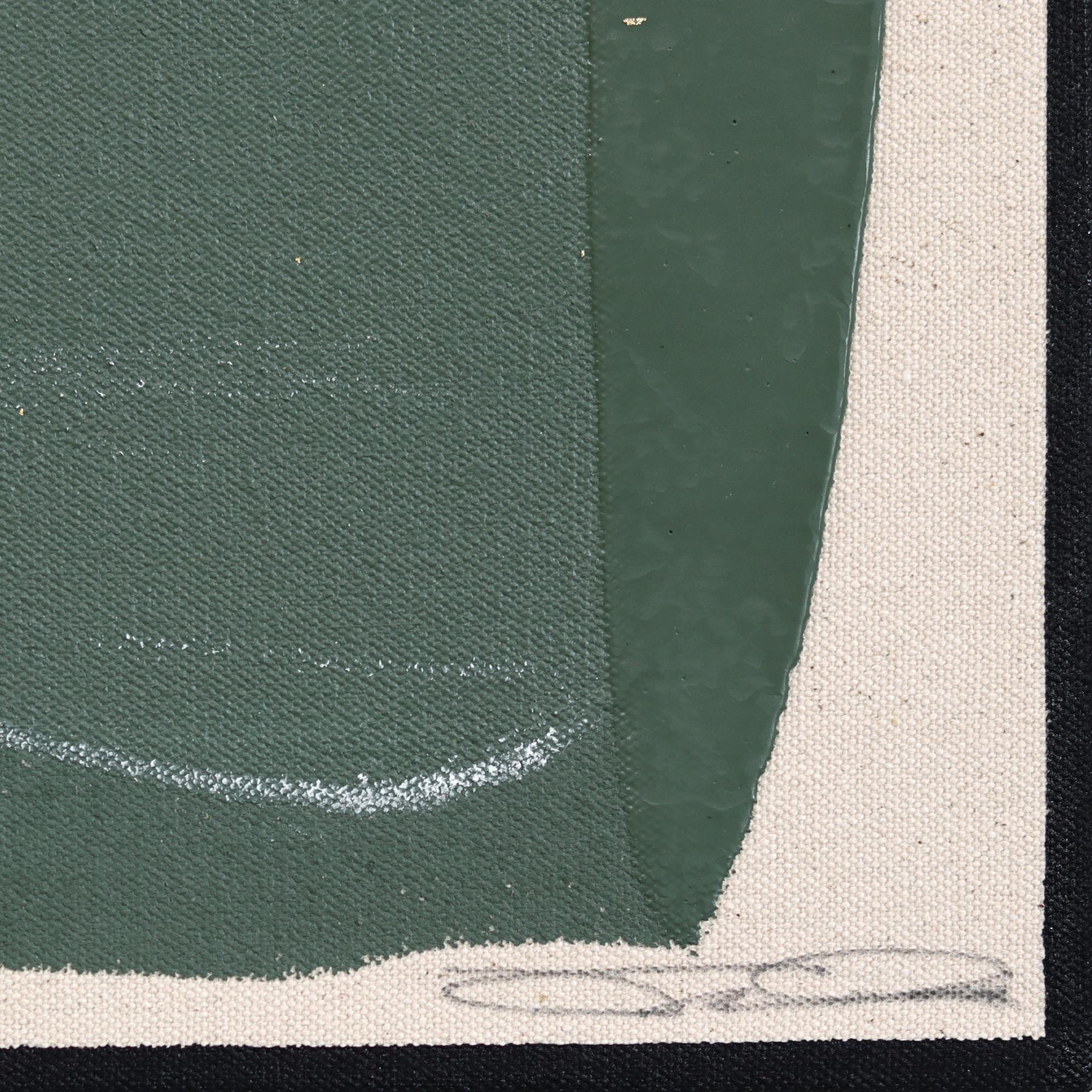 Eternal Sunsets Mini: Calm II - Meditative Muted Green Tone Abstract Painting For Sale 7
