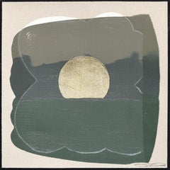 Eternal Sunsets Mini: Calm II - Meditative Muted Green Tone Abstract Painting