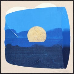 Eternal Sunsets Mini: Oceano al crepuscolo - Pittura astratta meditativa di colore blu radiante
