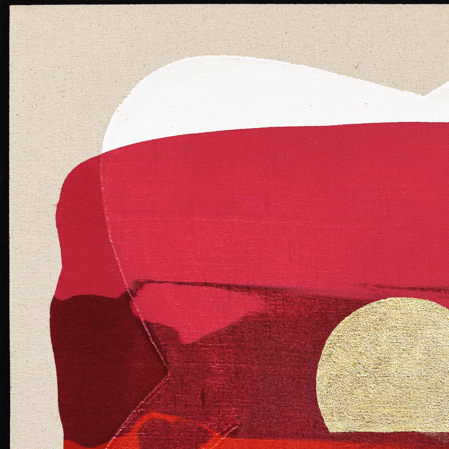 Eternal Sunsets: WARM EMBRACE - Meditative Abstract Red Geometric Painting For Sale 1