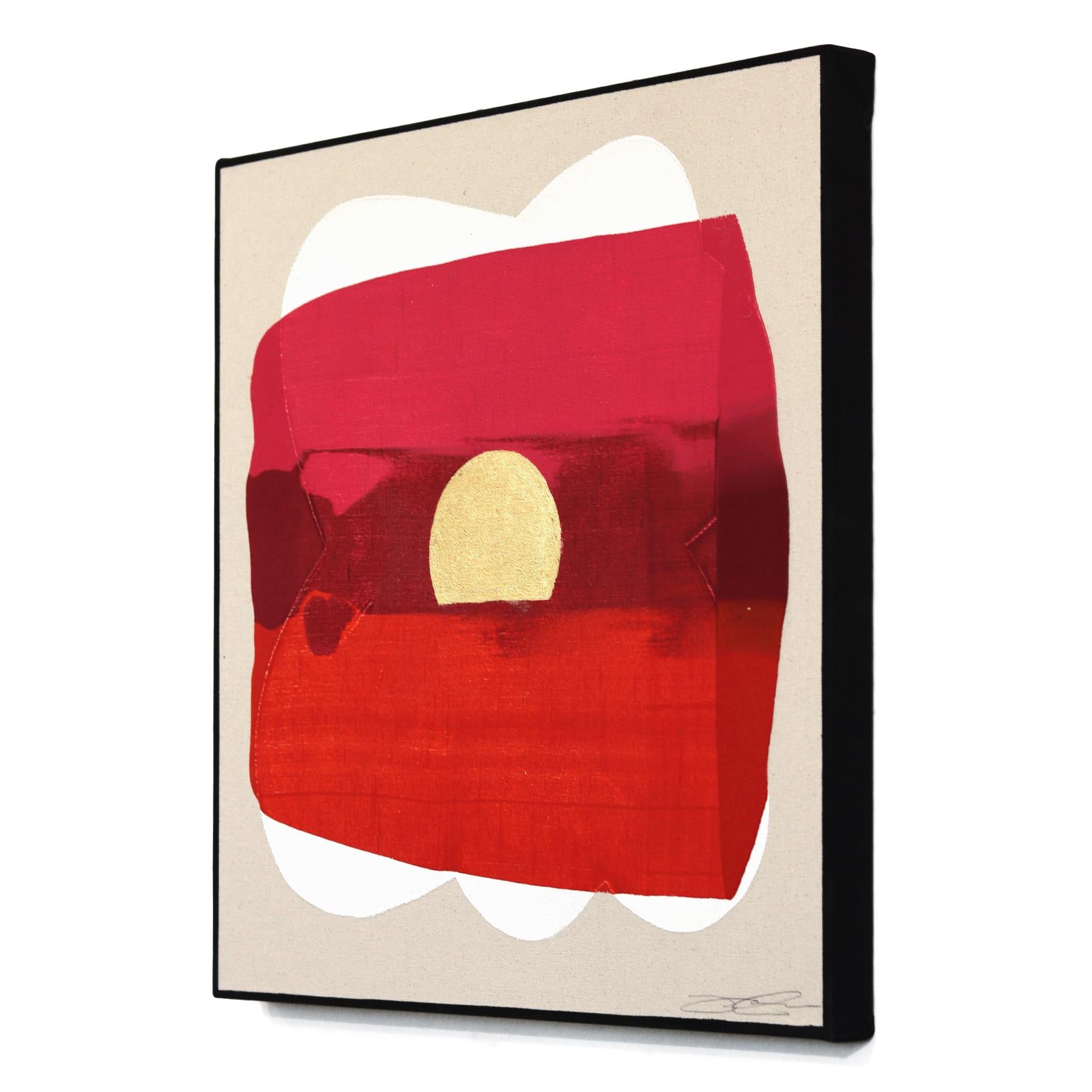 Eternal Sunsets: WARM EMBRACE - Meditative Abstract Red Geometric Painting For Sale 2