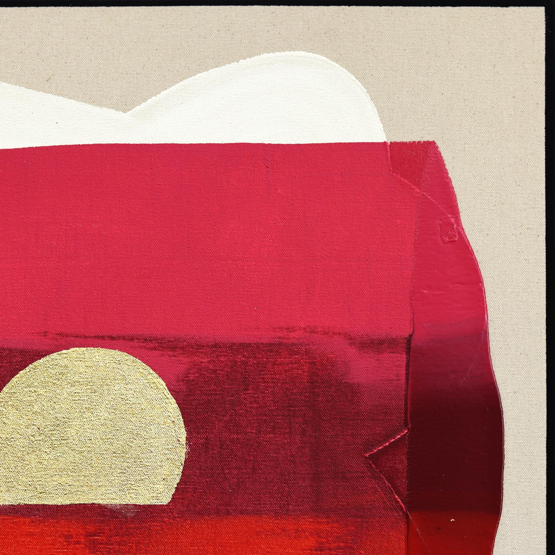 Eternal Sunsets: WARM EMBRACE - Meditative Abstract Red Geometric Painting For Sale 3