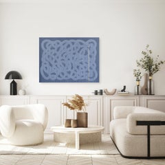 Fruity Ramen Alchemy: ARRIVAL - Meditative Abstract Blue Tone Painting on Canvas