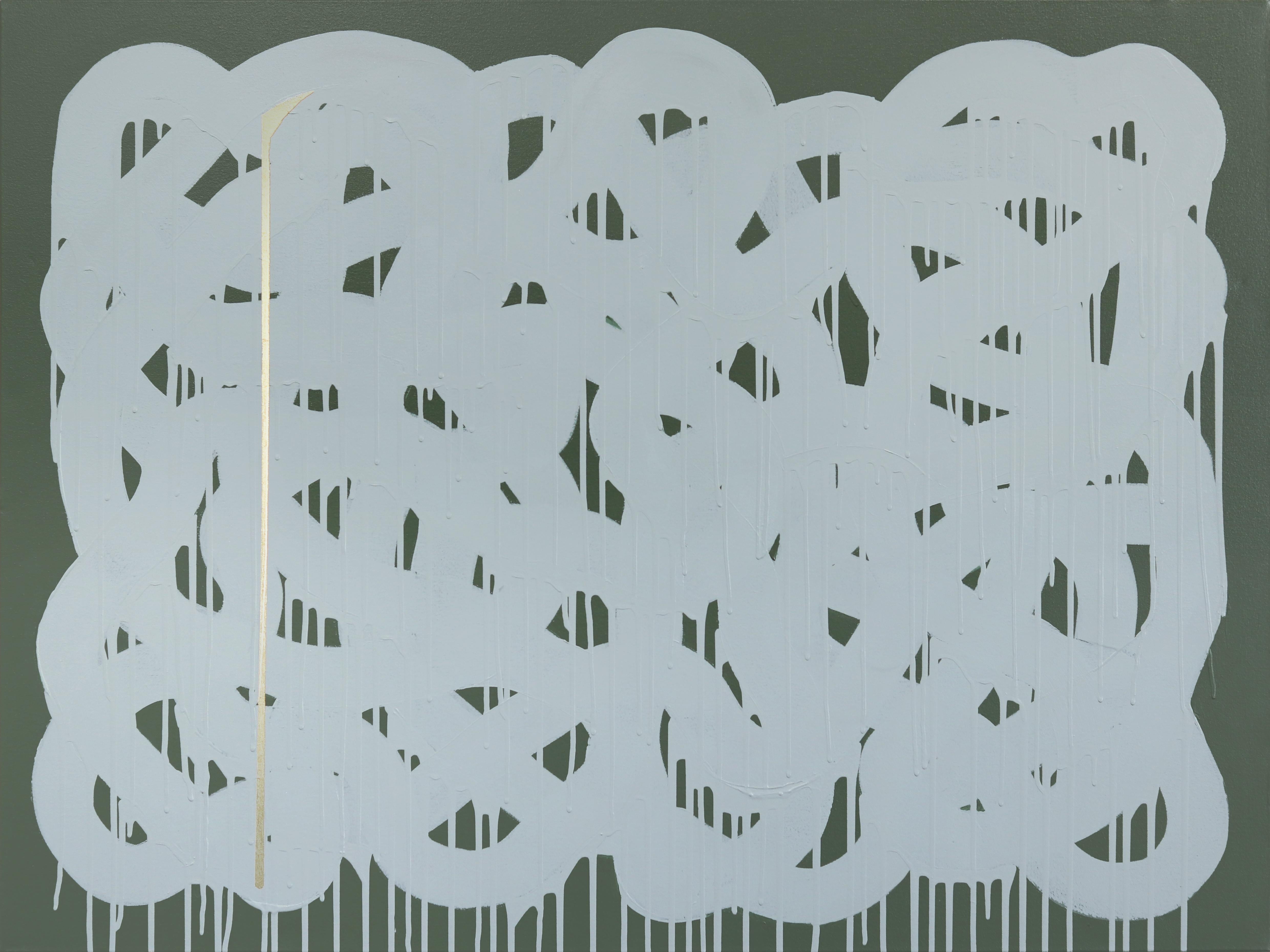 Alquimia del ramen afrutado: Plomo en oro - Obra de arte abstracta minimalista verde
