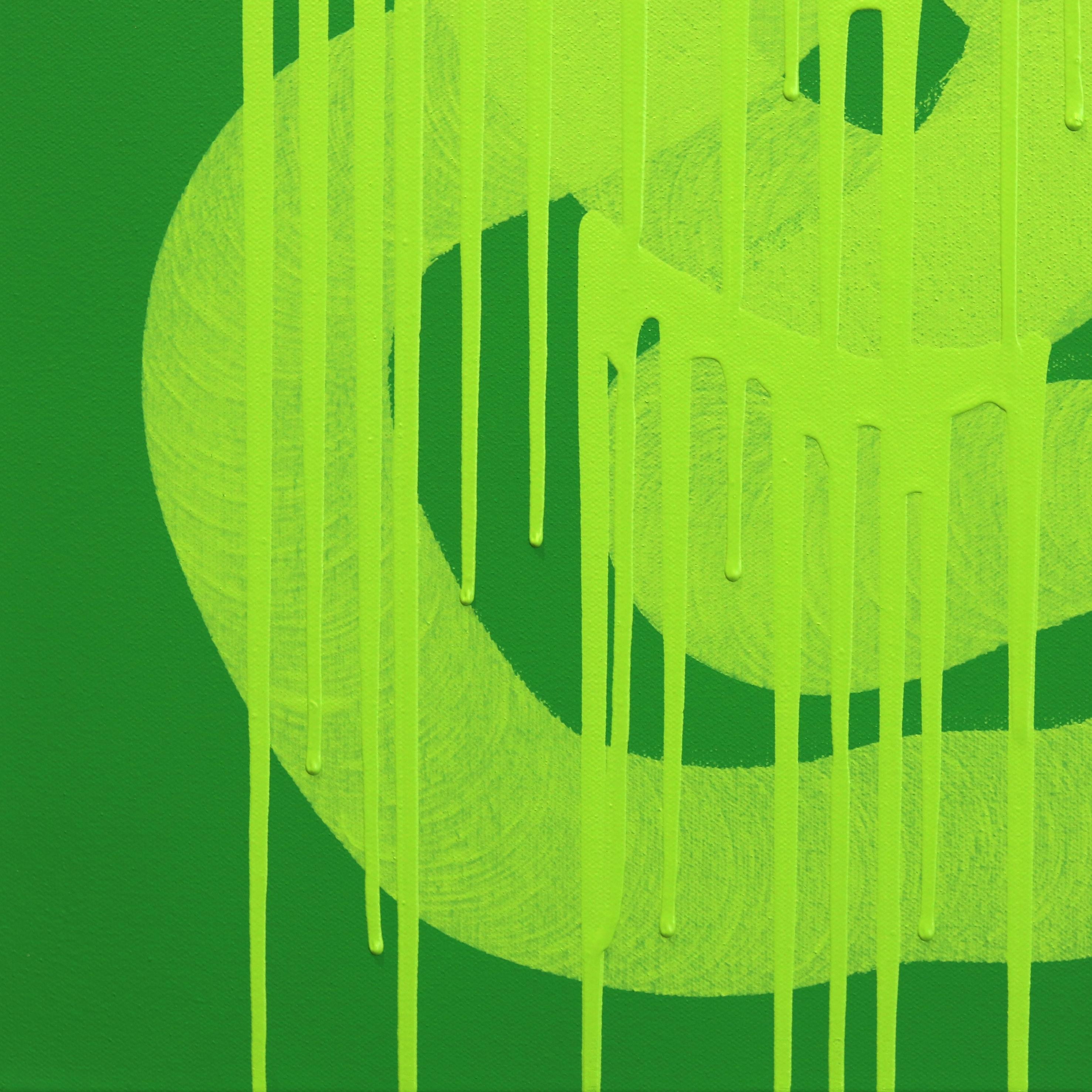 Fruity Ramen: Slime You Out - Green on Green Graffiti Painting on Canvas For Sale 4