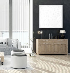 Ramen : Yang II - Peinture texturée sur toile - Graffiti blanc sur blanc