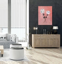 Safe With Me - Pittura astratta meditativa con texture floreale su tela