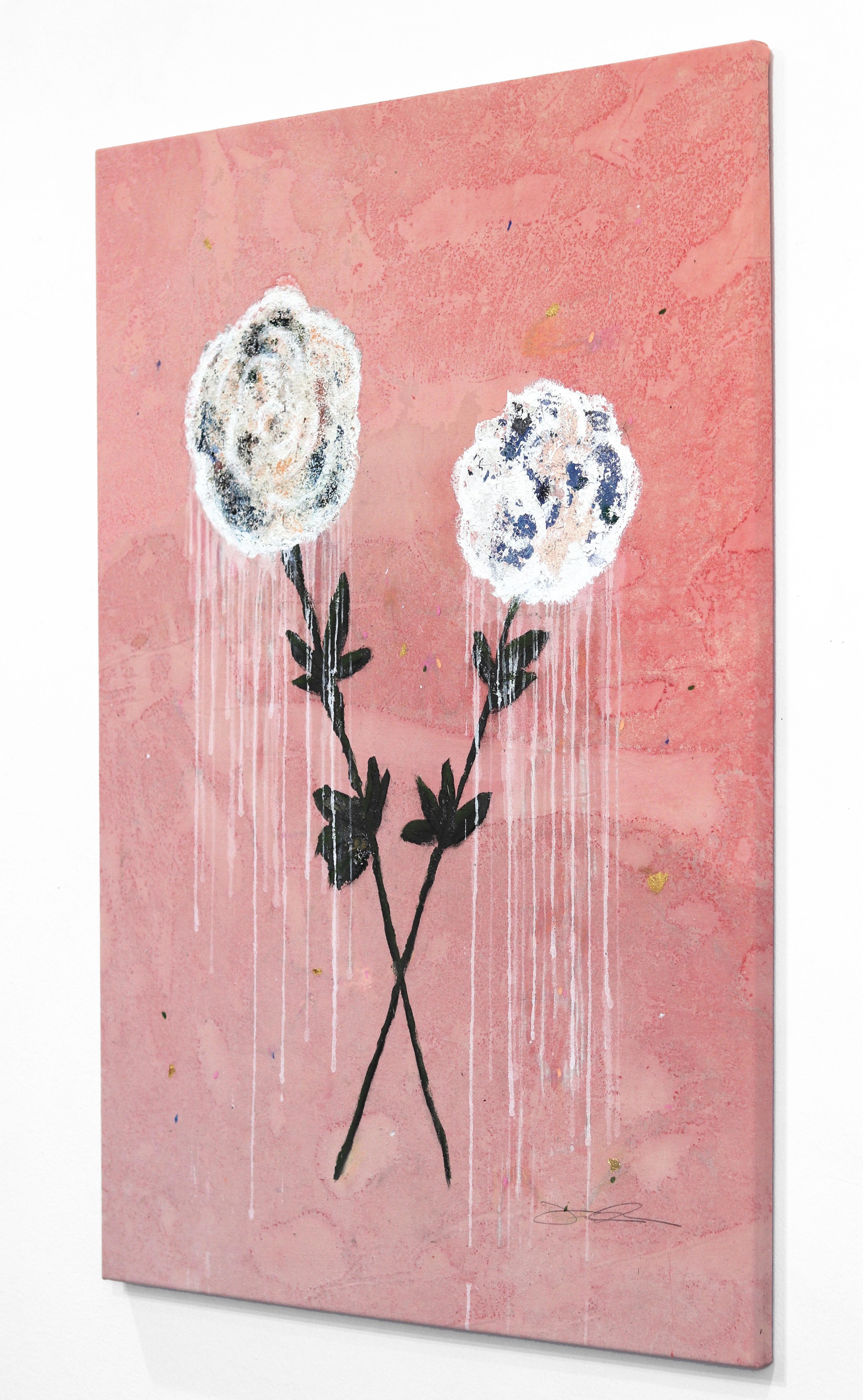 Safe With Me - Pittura astratta meditativa con texture floreale su tela in vendita 1