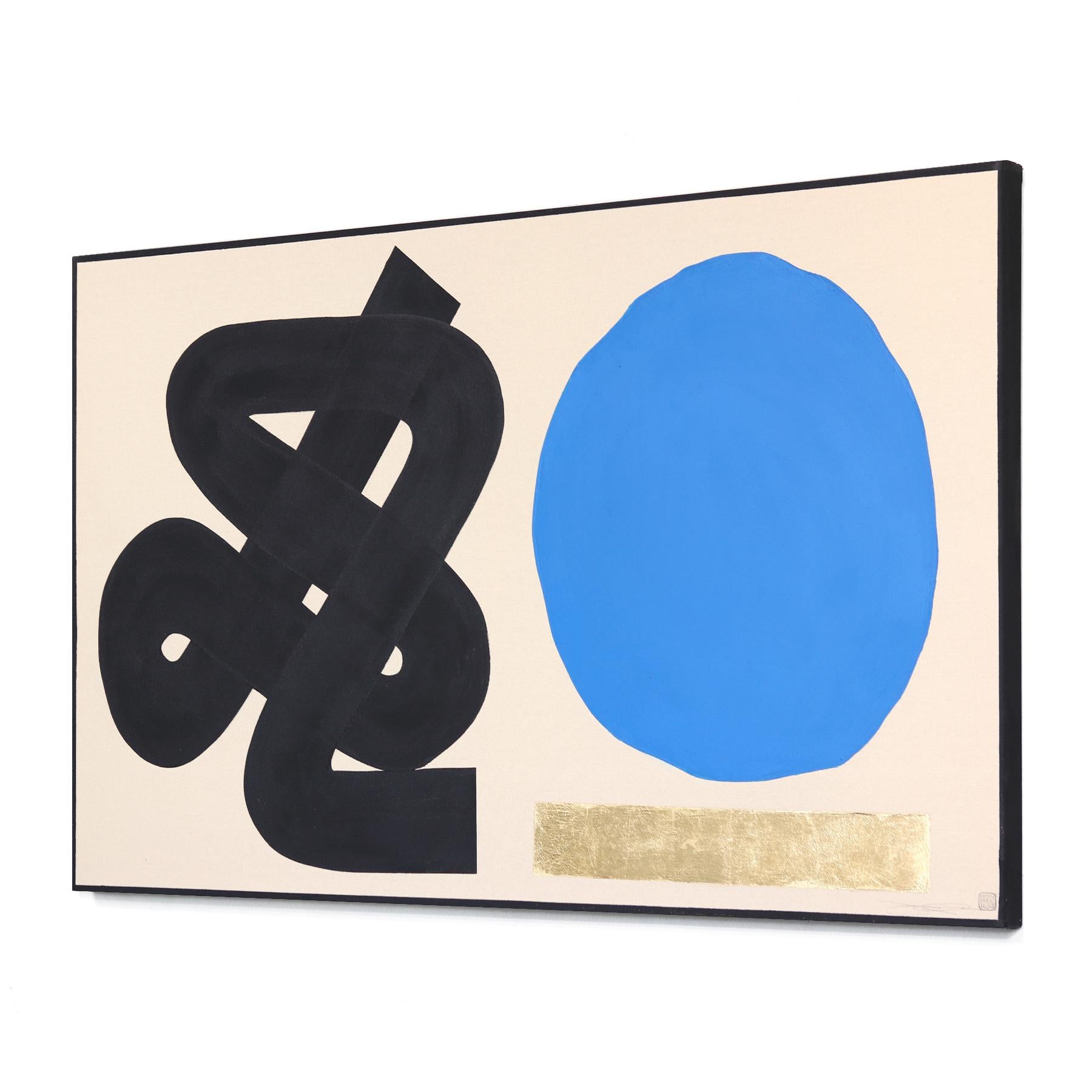 Origini TBG: La fiducia si impara - Pittura astratta meditativa blu nero oro - Abstract Painting Oro di Jason DeMeo