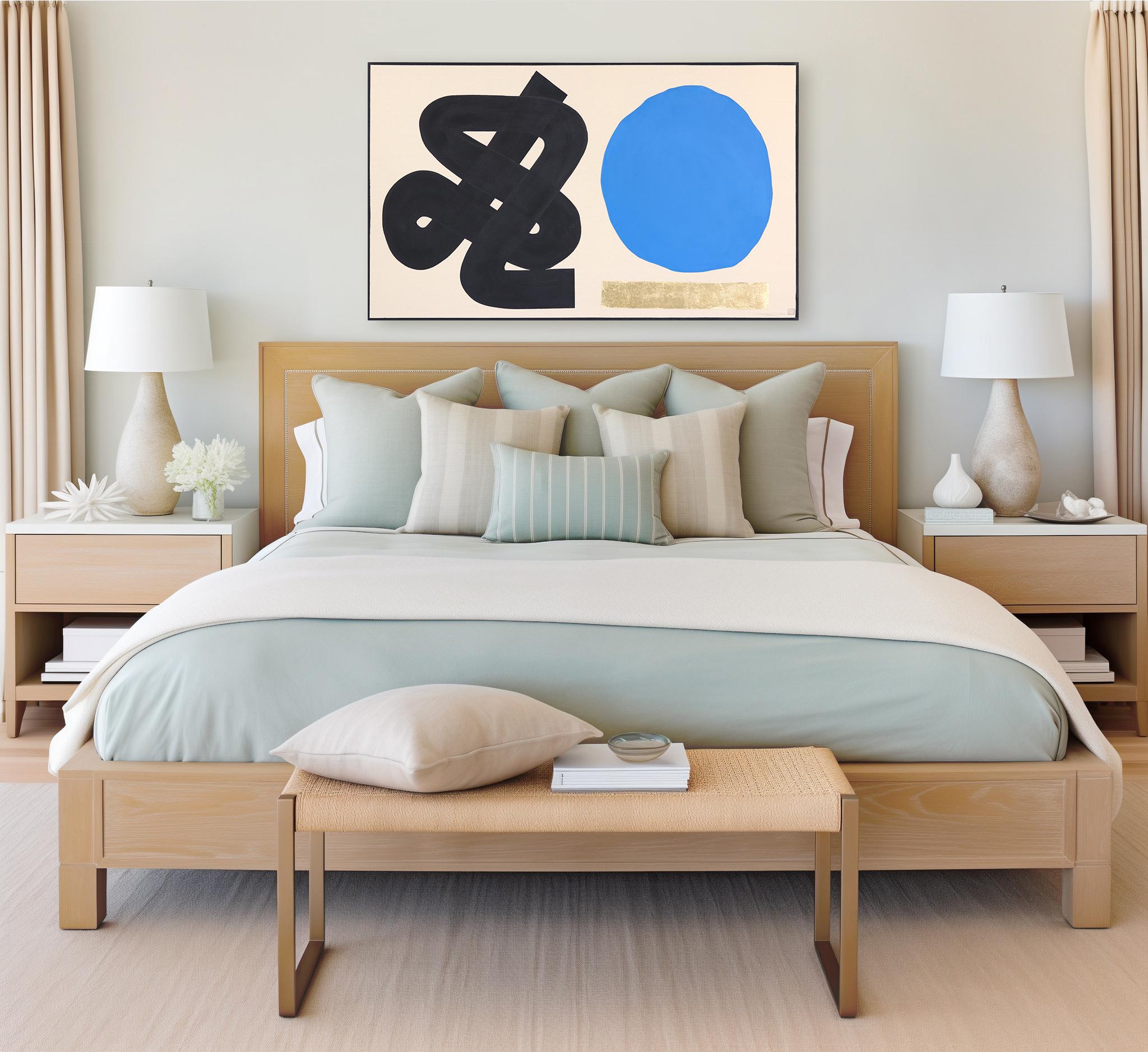 Origini TBG: La fiducia si impara - Pittura astratta meditativa blu nero oro in vendita 2