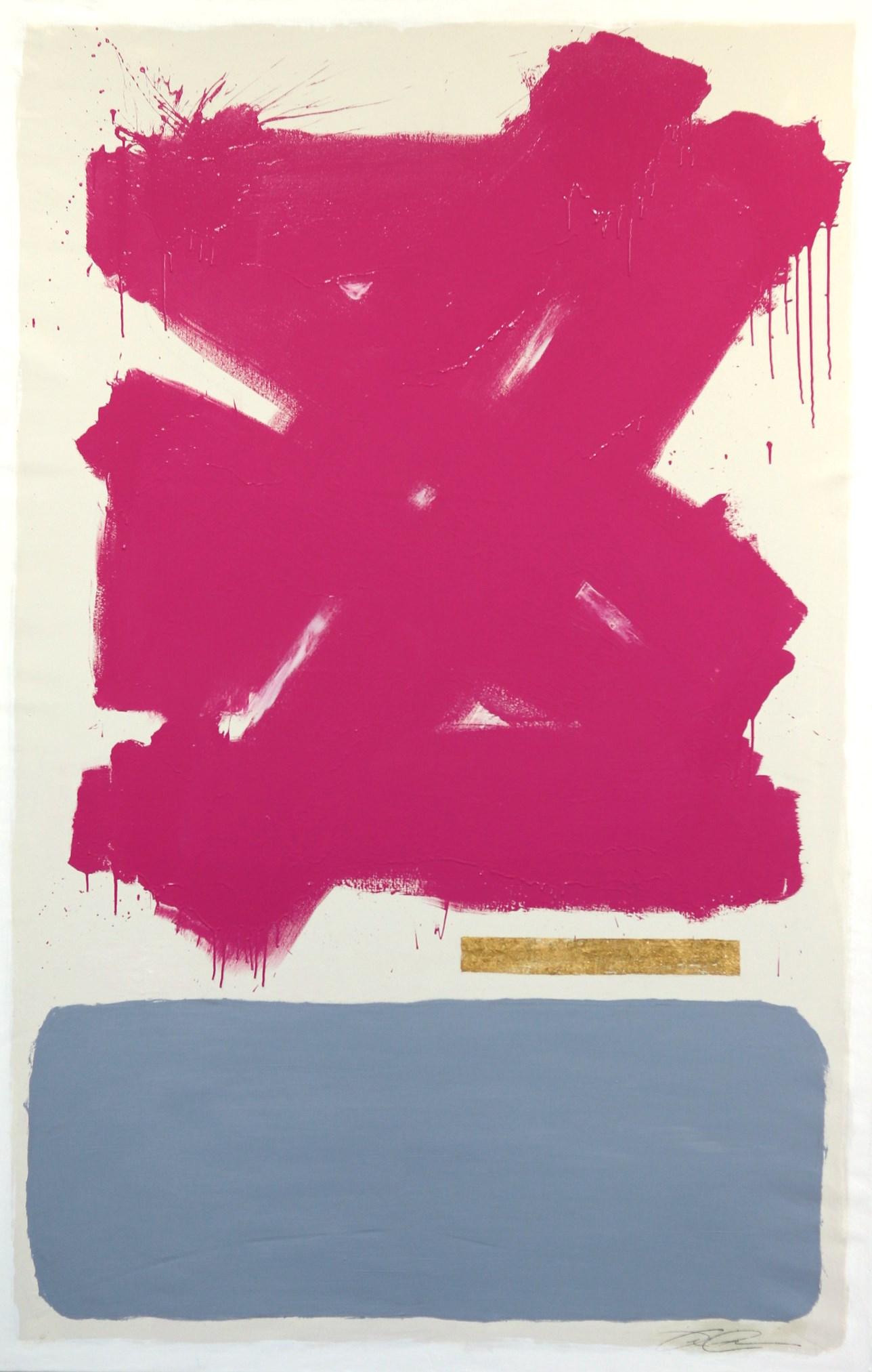 Jason DeMeo Abstract Painting - Truth, Beauty, Goodness: Pink - Large Meditative Gold Leaf Painting on Canvas