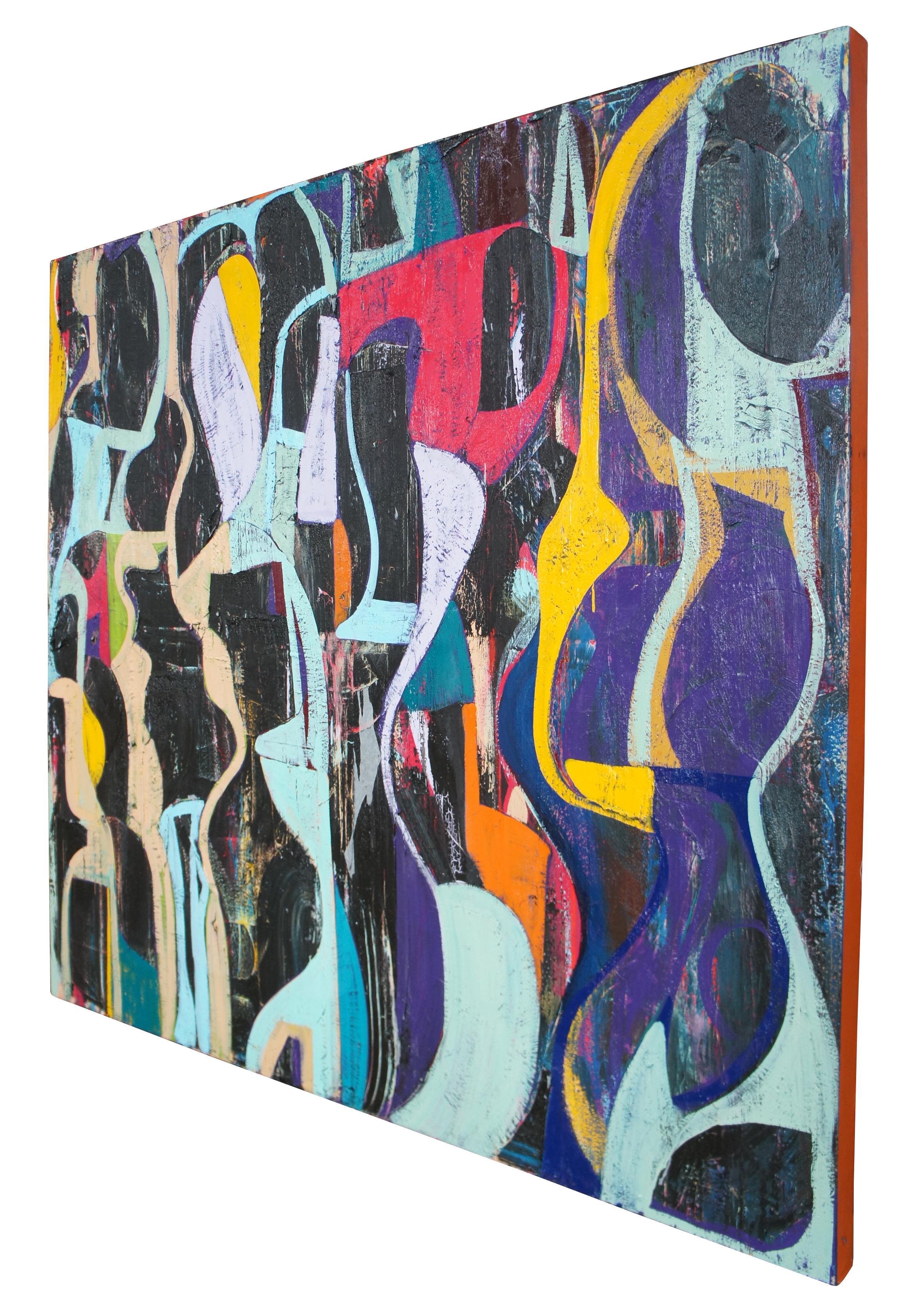 Jason Fascination Abstract Expressionist Acrylic Painting on Canvas In Good Condition In Dayton, OH