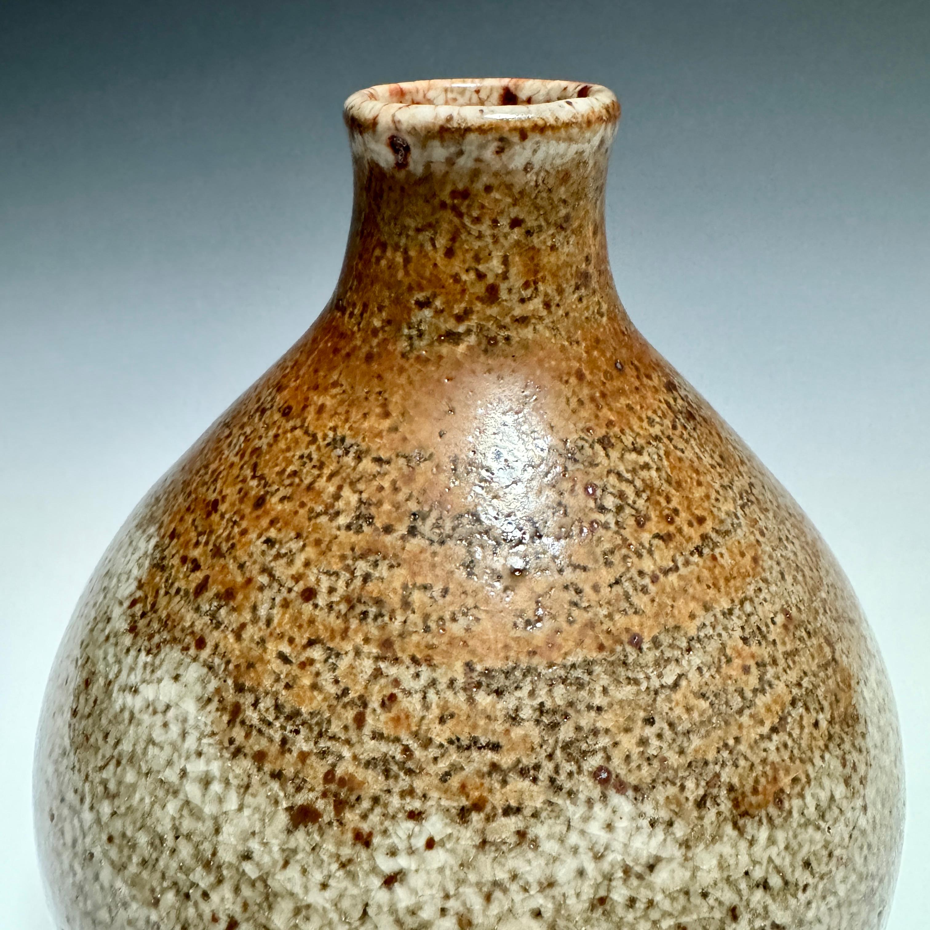 Fired Jason Fox Contemporary Ceramic Shino Glazed Flower Bottle  For Sale