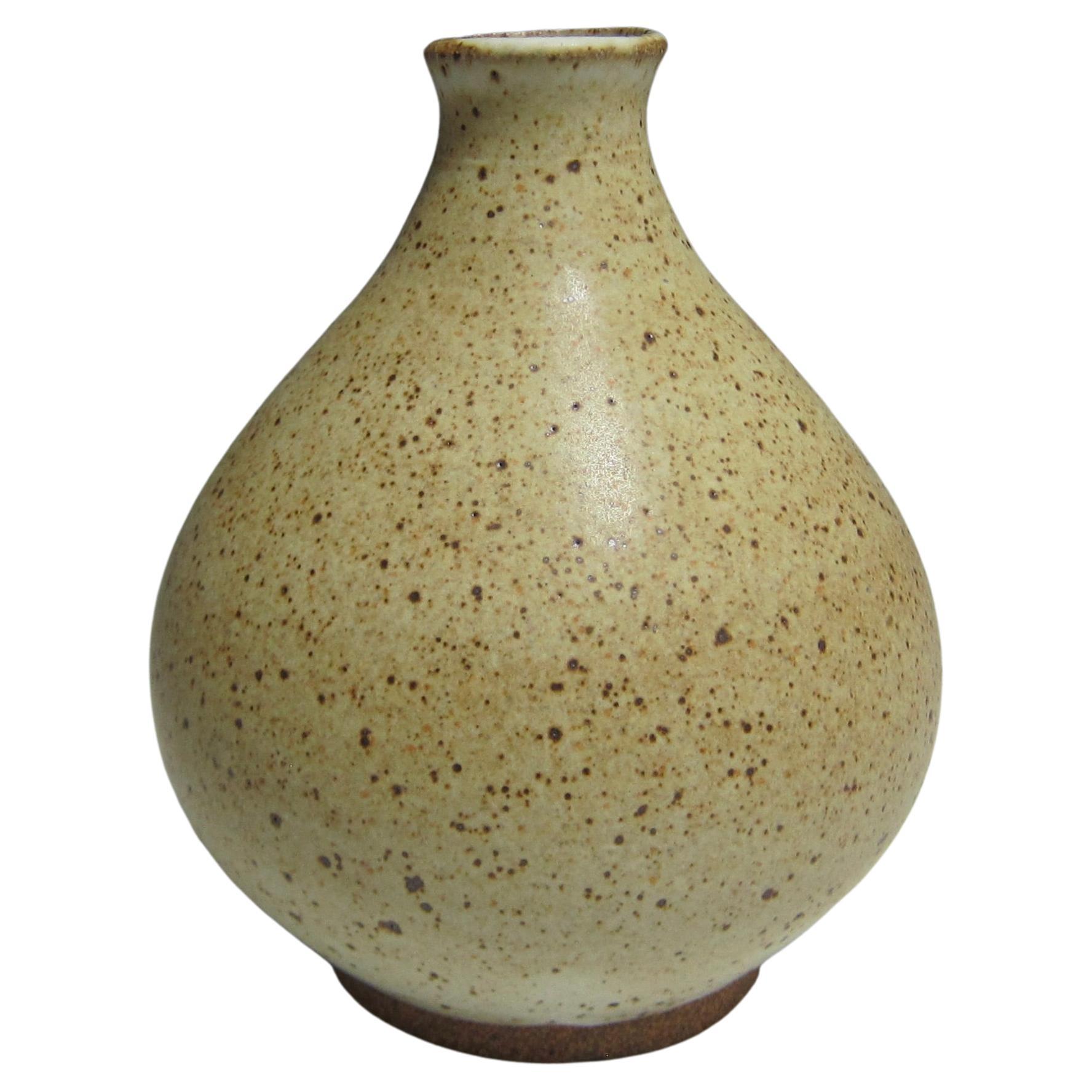Jason Fox Wheel Thrown Ceramic Vase / Mid-Century Modern Vase For Sale