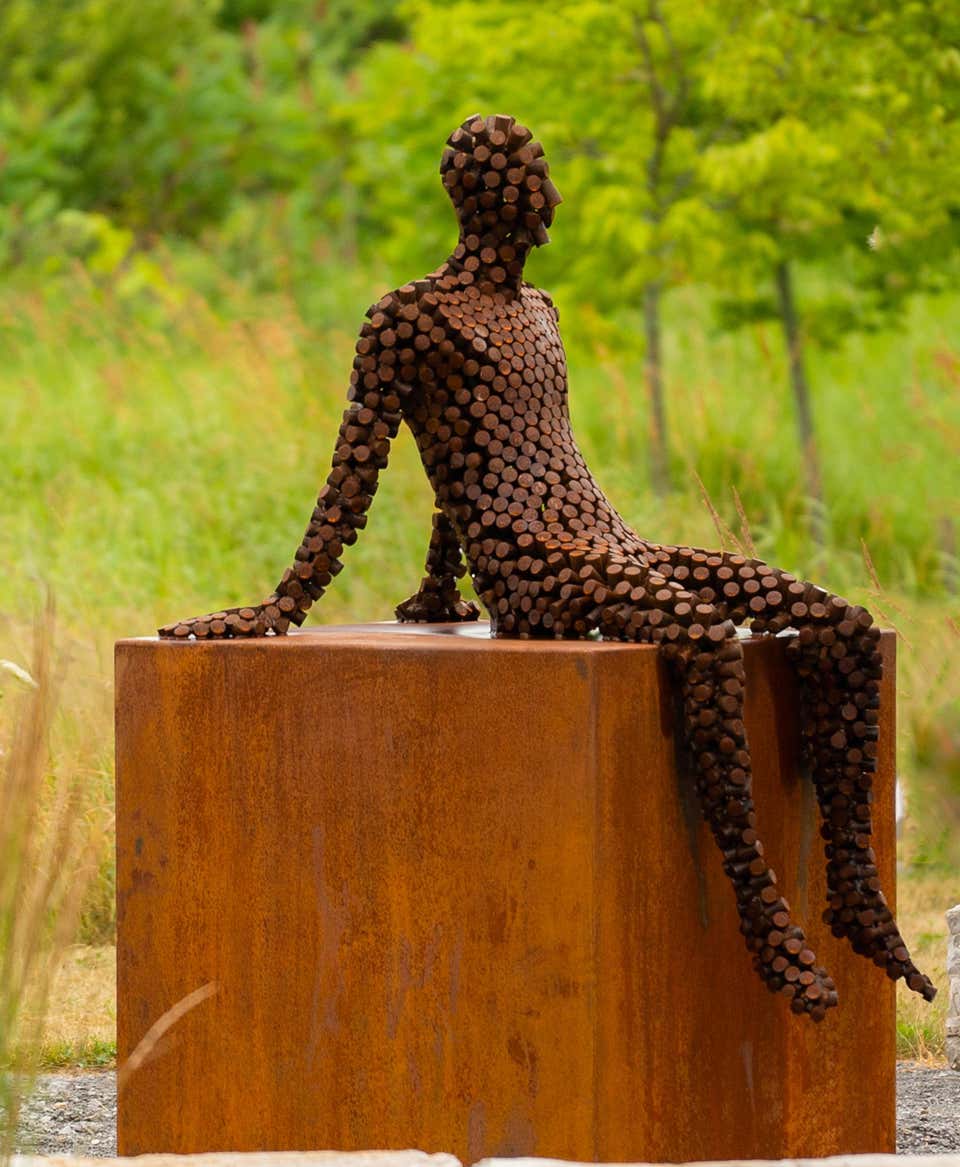 Rusting Figure Jason Kimes - Positive Capability - large, rust, male figure, Corten ...