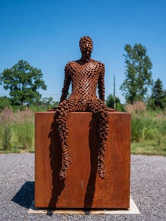 A View From the North - large, rust, male figure, corten steel outdoor sculpture