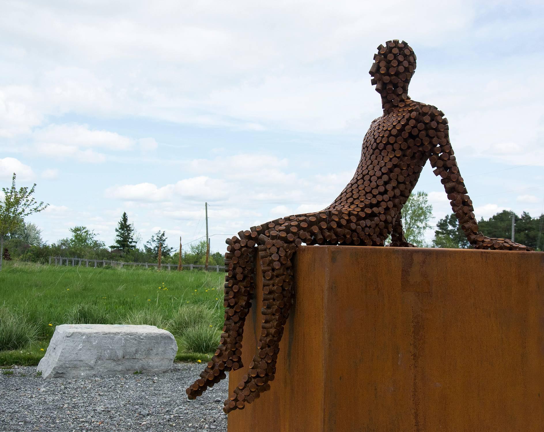 A View From the North - large, rust, male figure, corten steel outdoor sculpture - Contemporary Sculpture by Jason Kimes