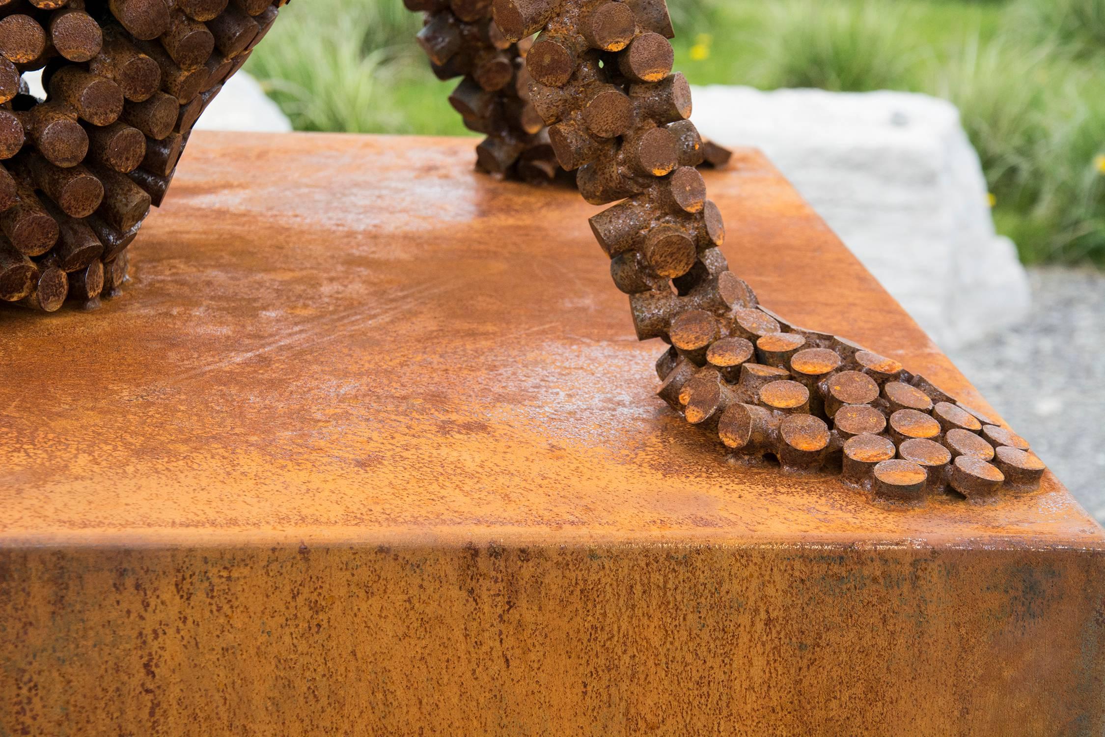A View From the North - large, rust, male figure, corten steel outdoor sculpture 2