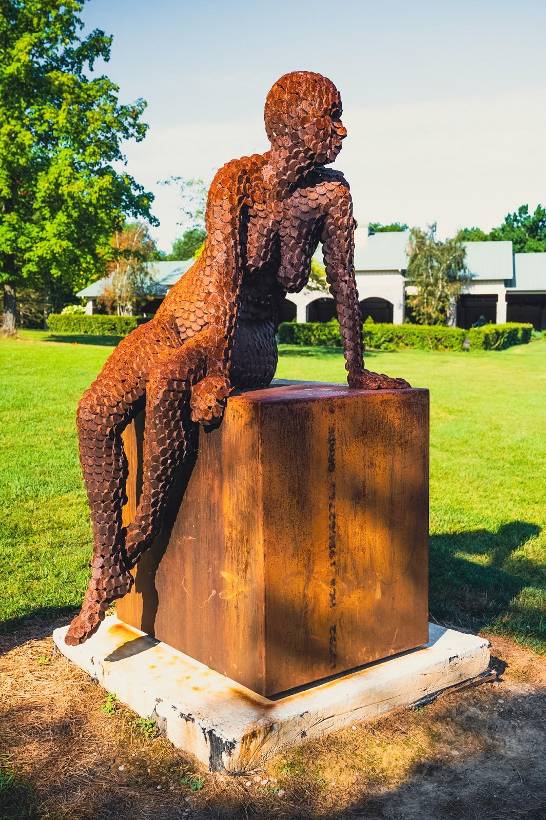 Anticipation - large, rust, female figure, Corten steel outdoor sculpture - Sculpture by Jason Kimes