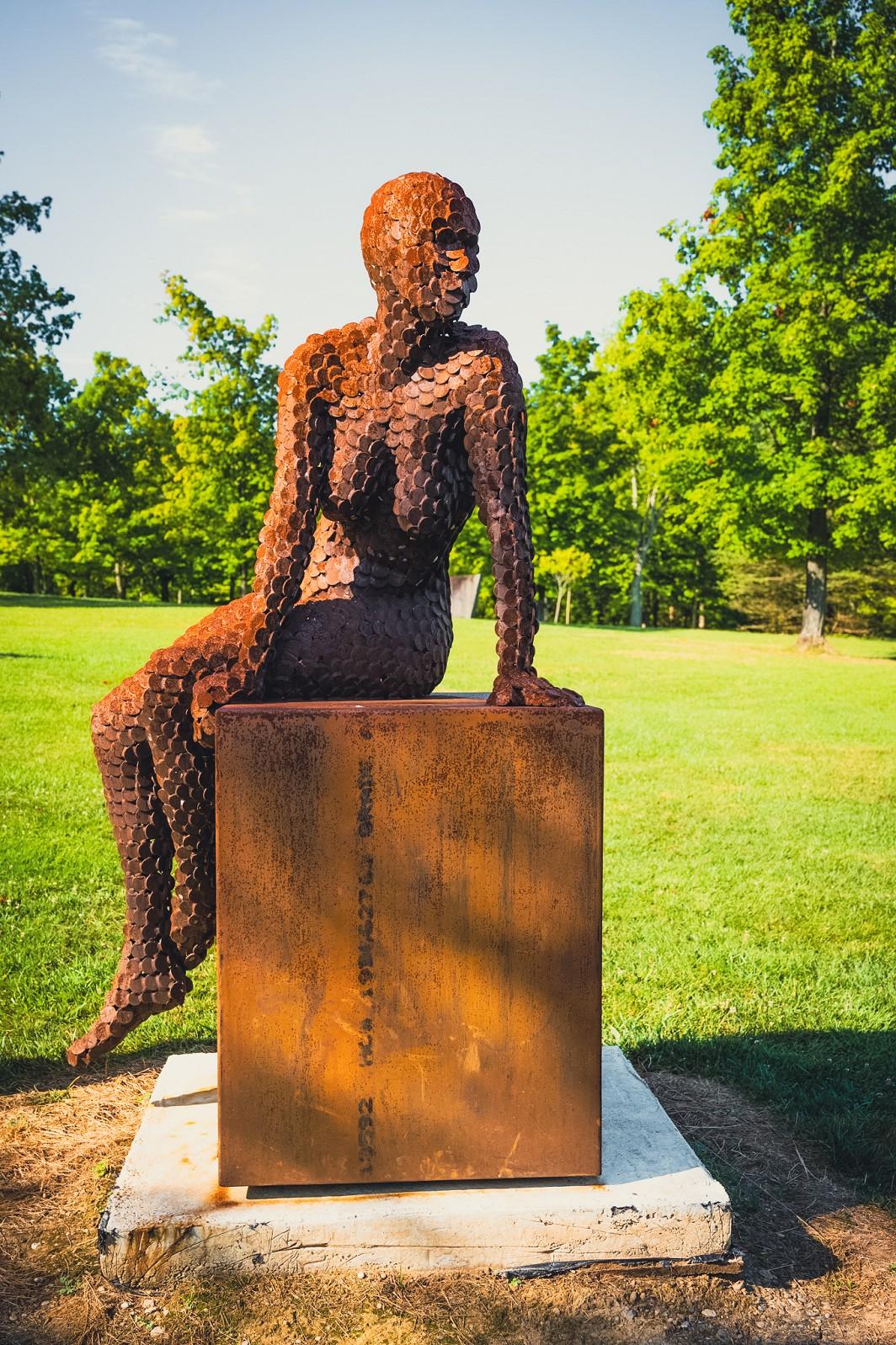 Anticipation - large, rust, female figure, Corten steel outdoor sculpture - Contemporary Sculpture by Jason Kimes
