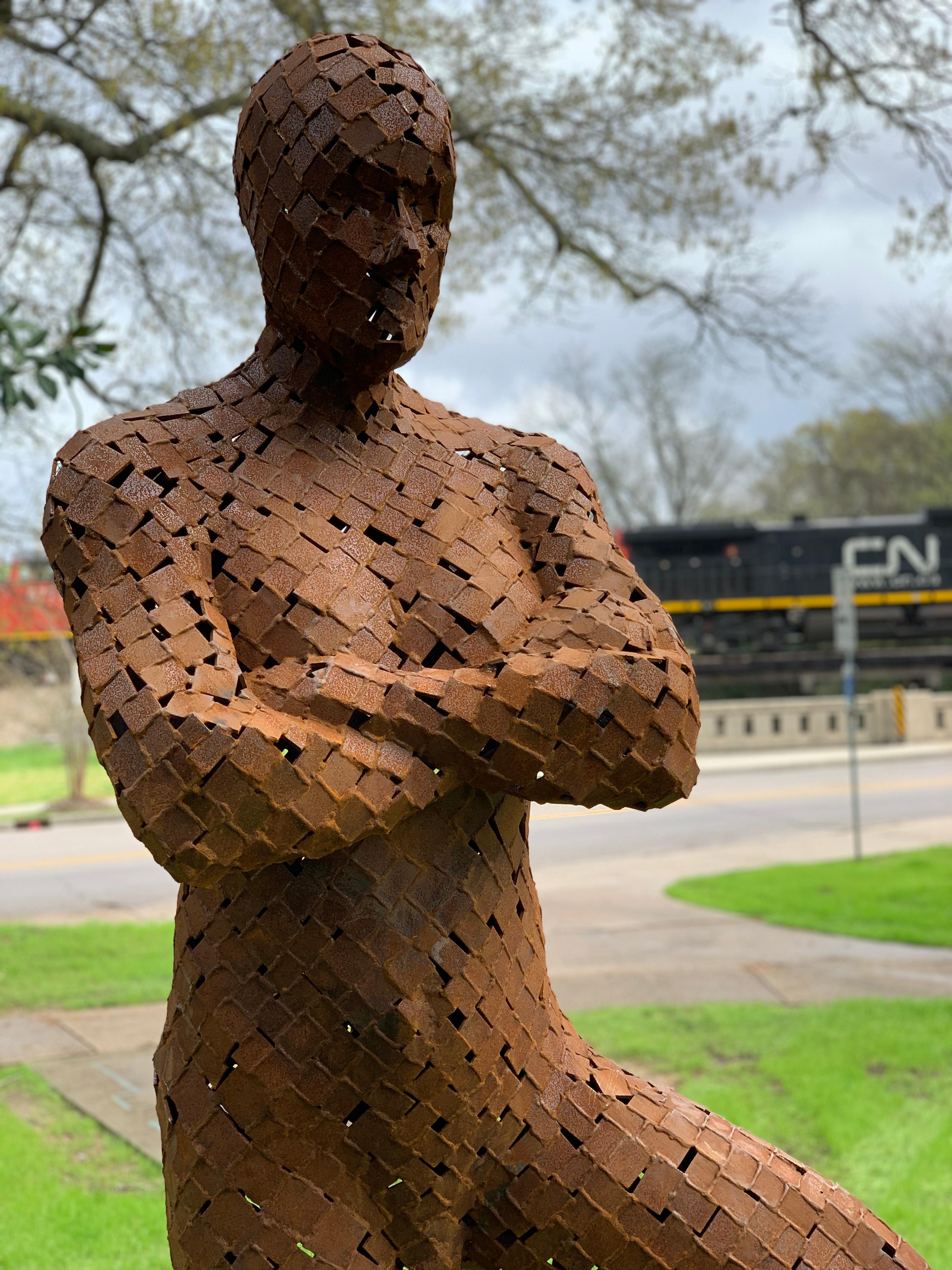 Positive Capability - large, rust, male figure, Corten steel outdoor sculpture - Sculpture by Jason Kimes