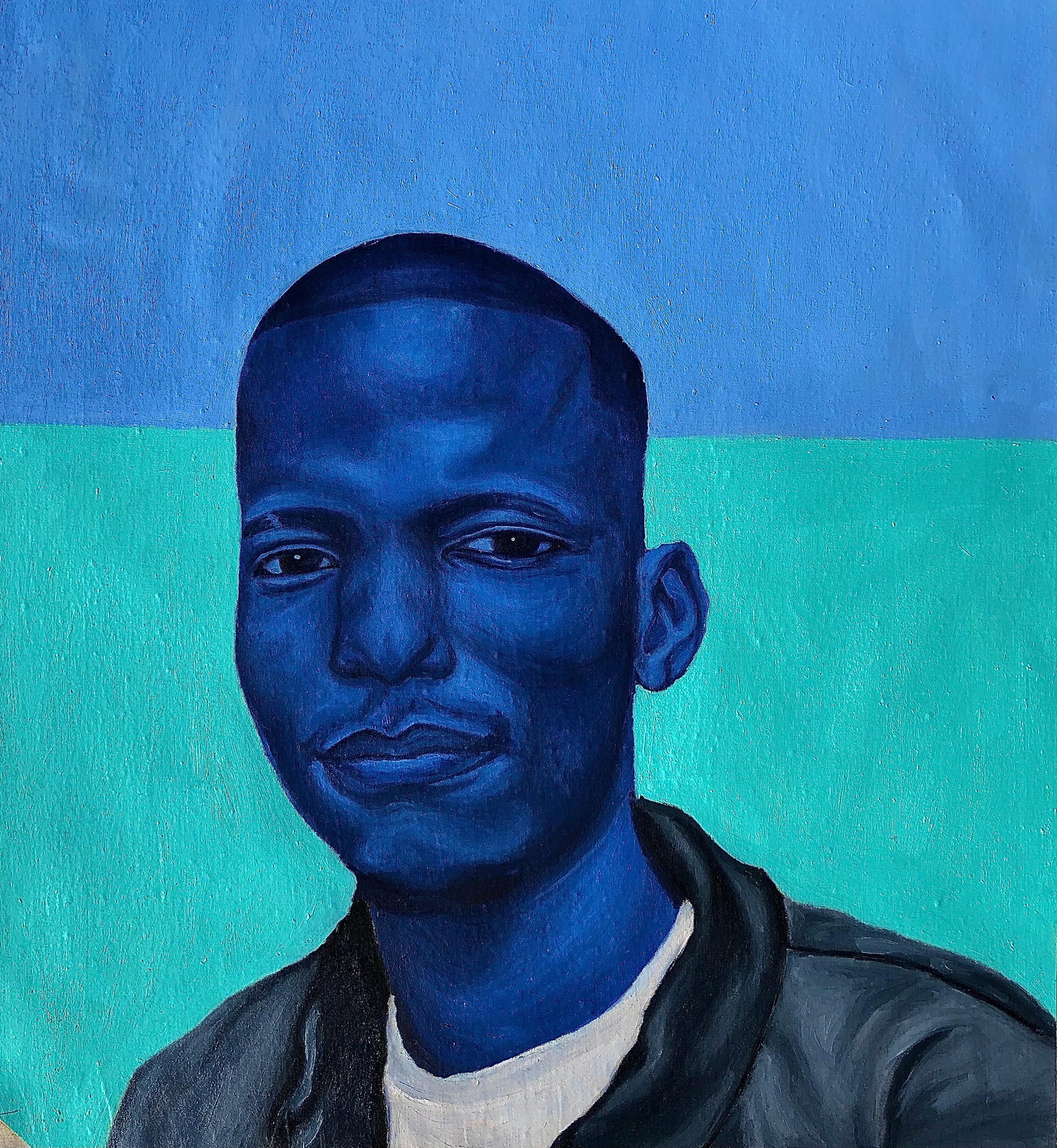 Jason Langa Figurative Painting – Tebogo - 21. Jahrhundert, Contemporary, Figuratives Portrait, Mode, Art Deco, Männer