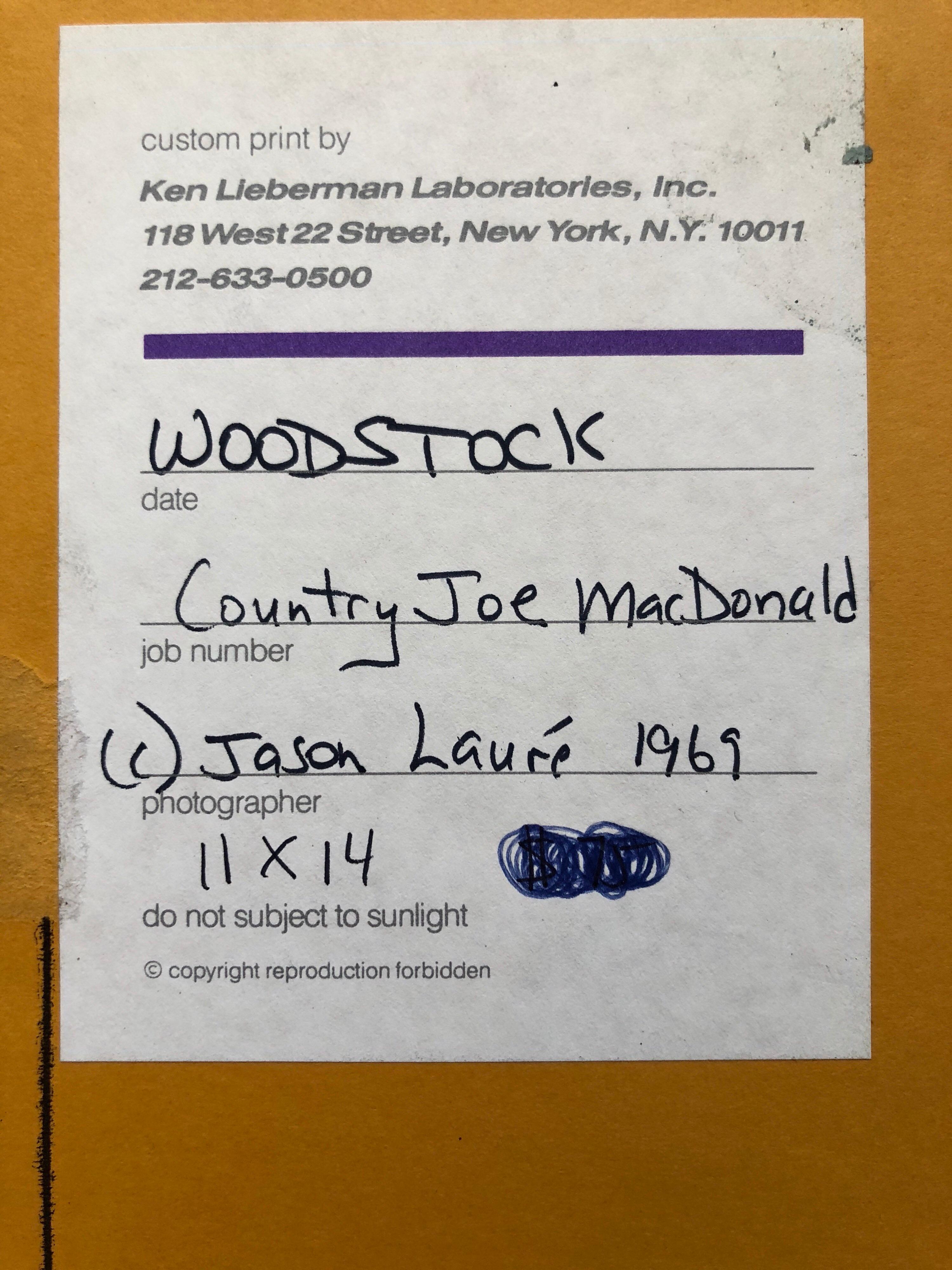 Original Hand Signed Rock & Roll Photograph Woodstock Country Joe Macdonald - Brown Color Photograph by Jason Laure