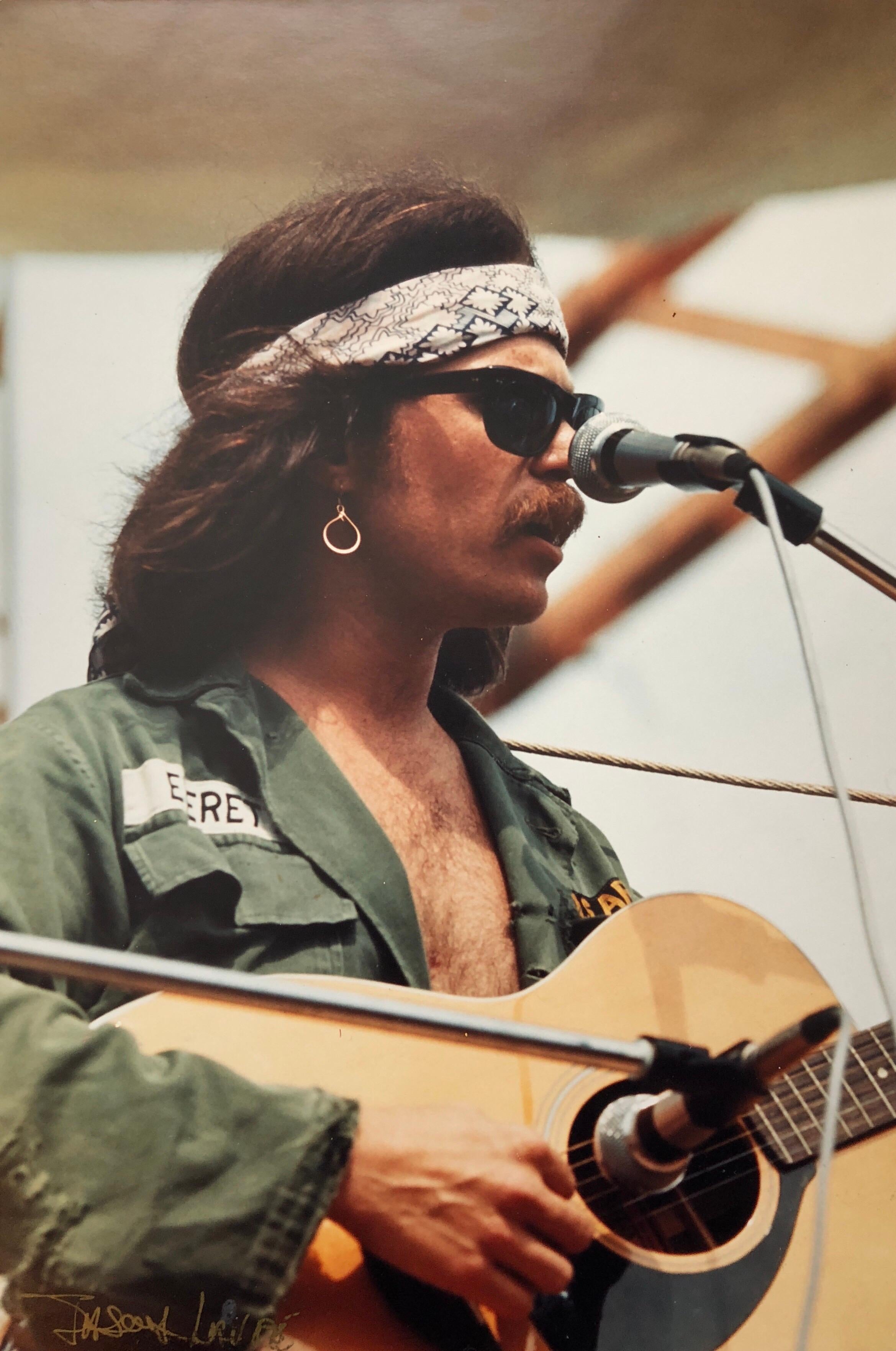 Jason Laure Figurative Photograph - Original Hand Signed Rock & Roll Photograph Woodstock Country Joe Macdonald