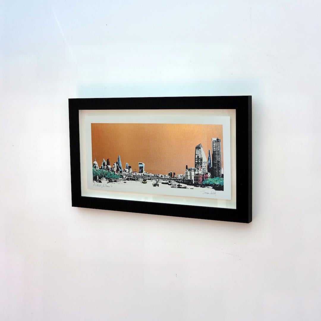 Jayson Lilley
A little bit of the Thames
Limited Edition City Scape Print
Edition of 50
Screen Print with Gold Leaf, Pen and Ink on Museum Board
Size: H 24cm x W 51cm
Sold Unframed

James Lilley 
A little bit of London 
Limited Edition City Scape