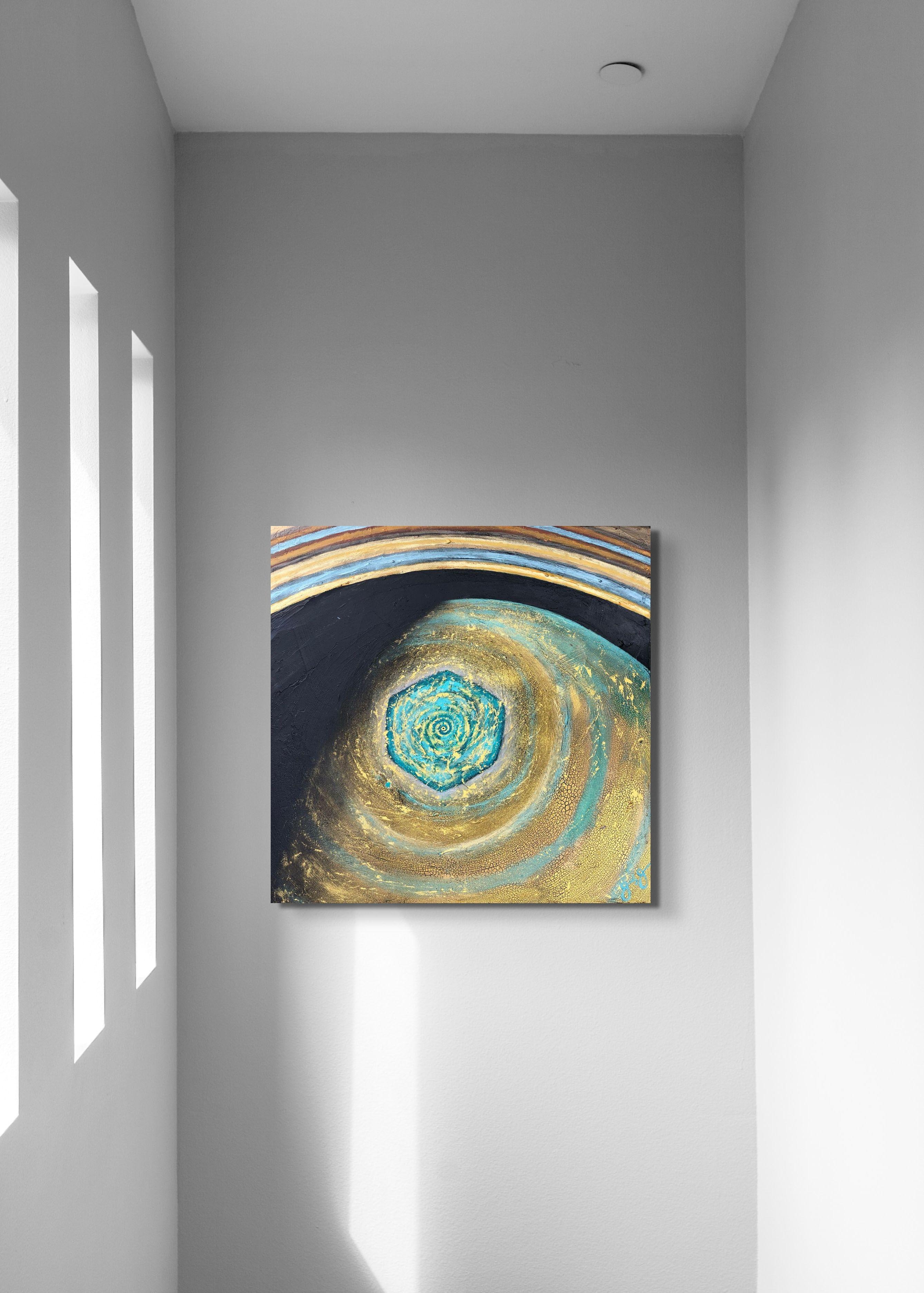 aeon 7: saturn has a hex, Mixed Media on Canvas For Sale 1