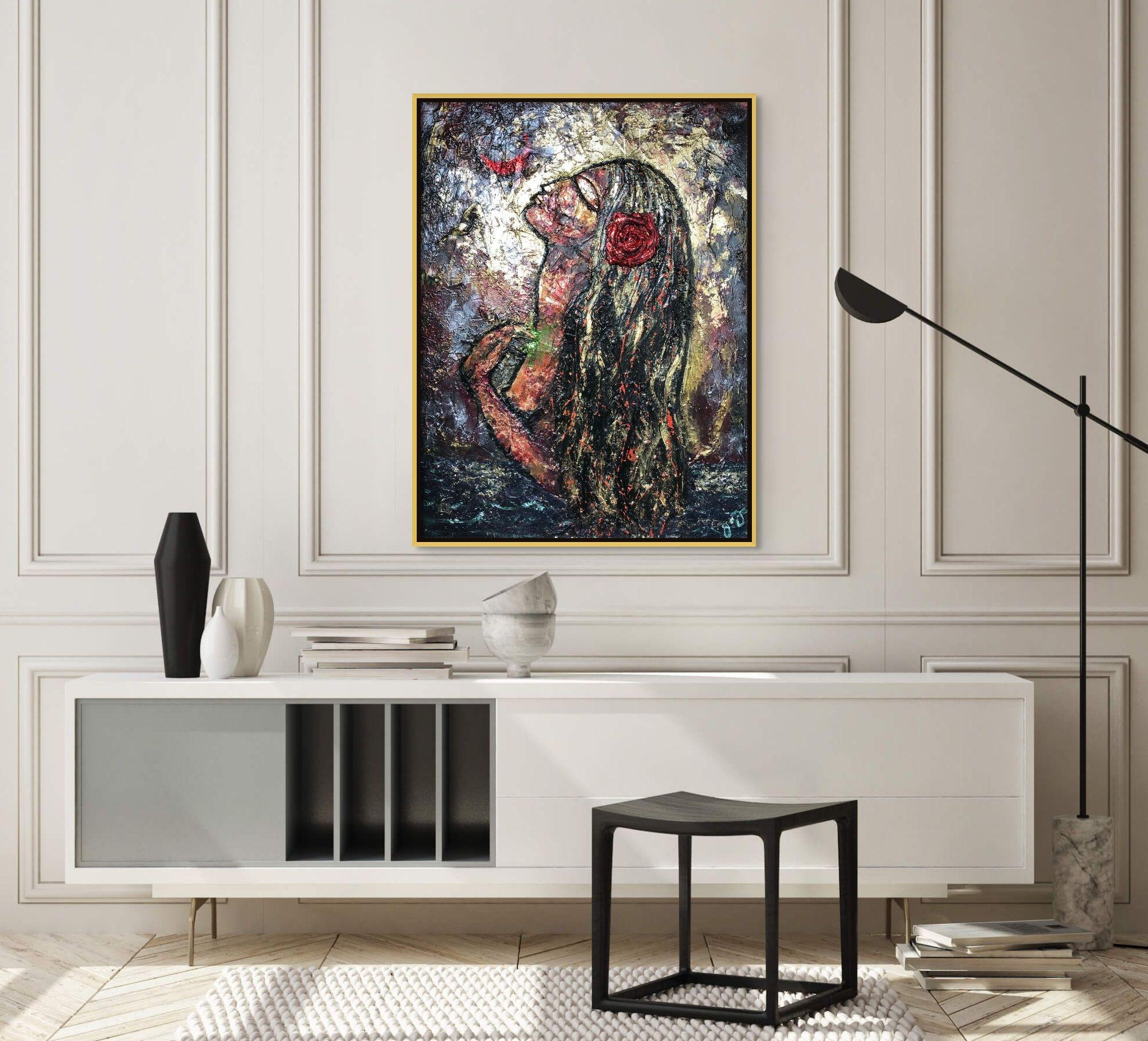 essen 51: the moon maiden, Mixed Media on Canvas For Sale 1