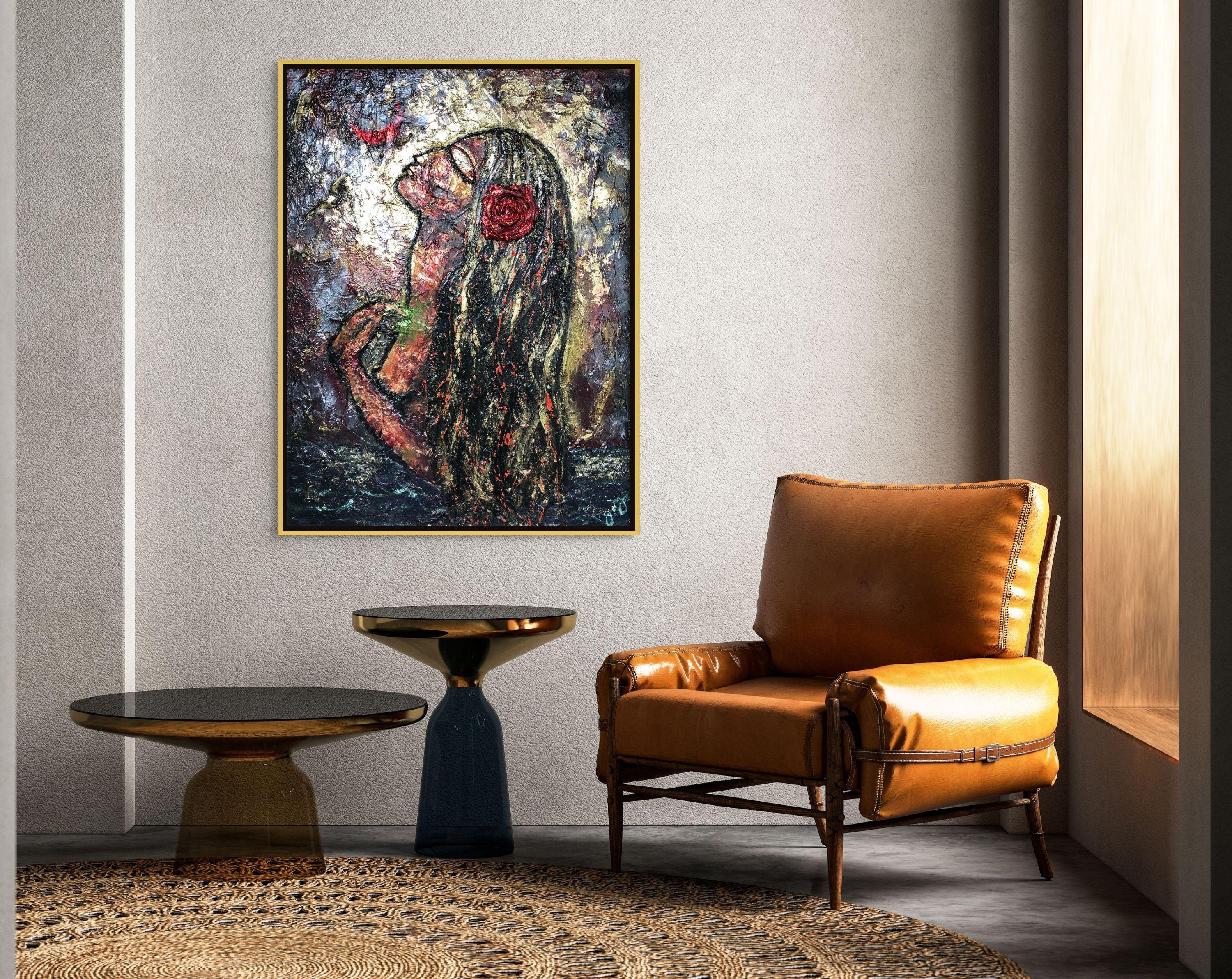 essen 51: the moon maiden, Mixed Media on Canvas For Sale 2