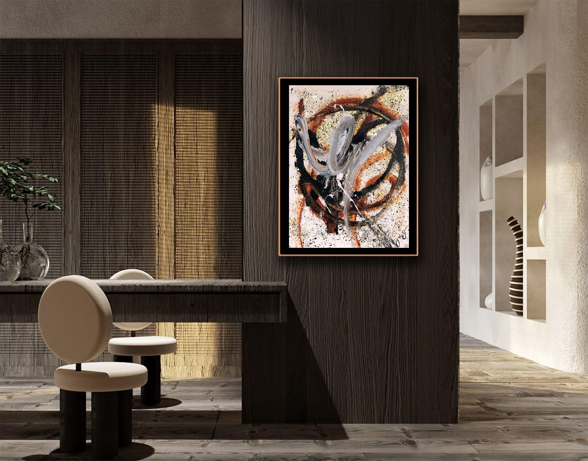 Mehrreihige 70, Mixed Media auf Papier im Angebot 1