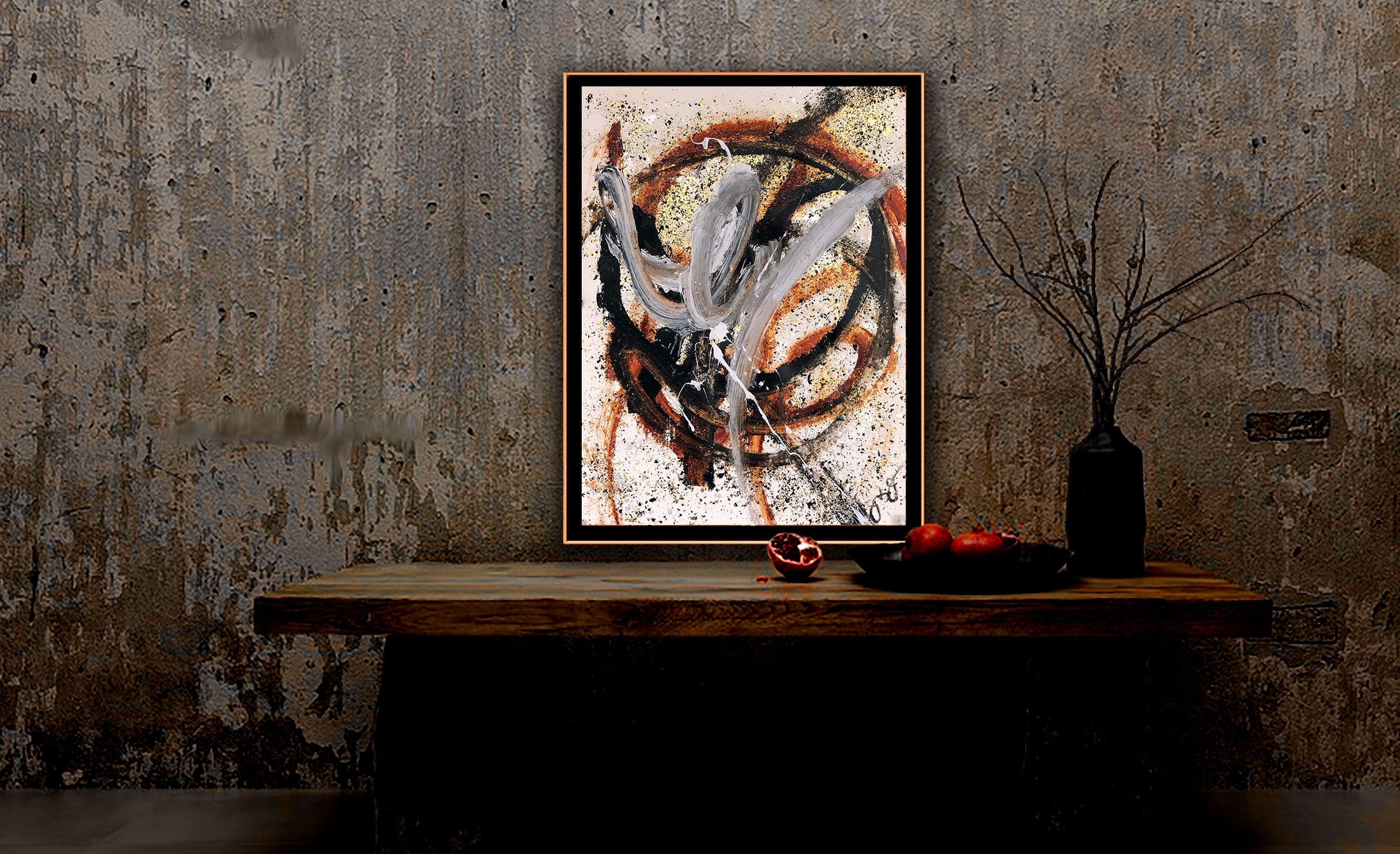 Mehrreihige 70, Mixed Media auf Papier im Angebot 2