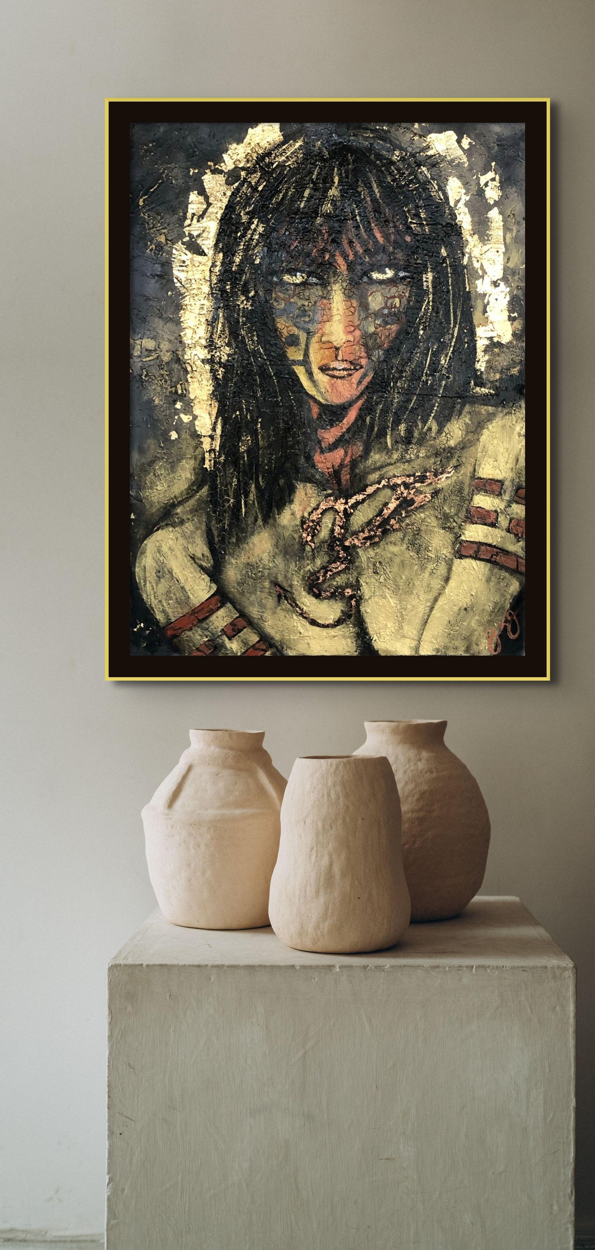 quan yin 7, Mixed Media on Paper For Sale 2