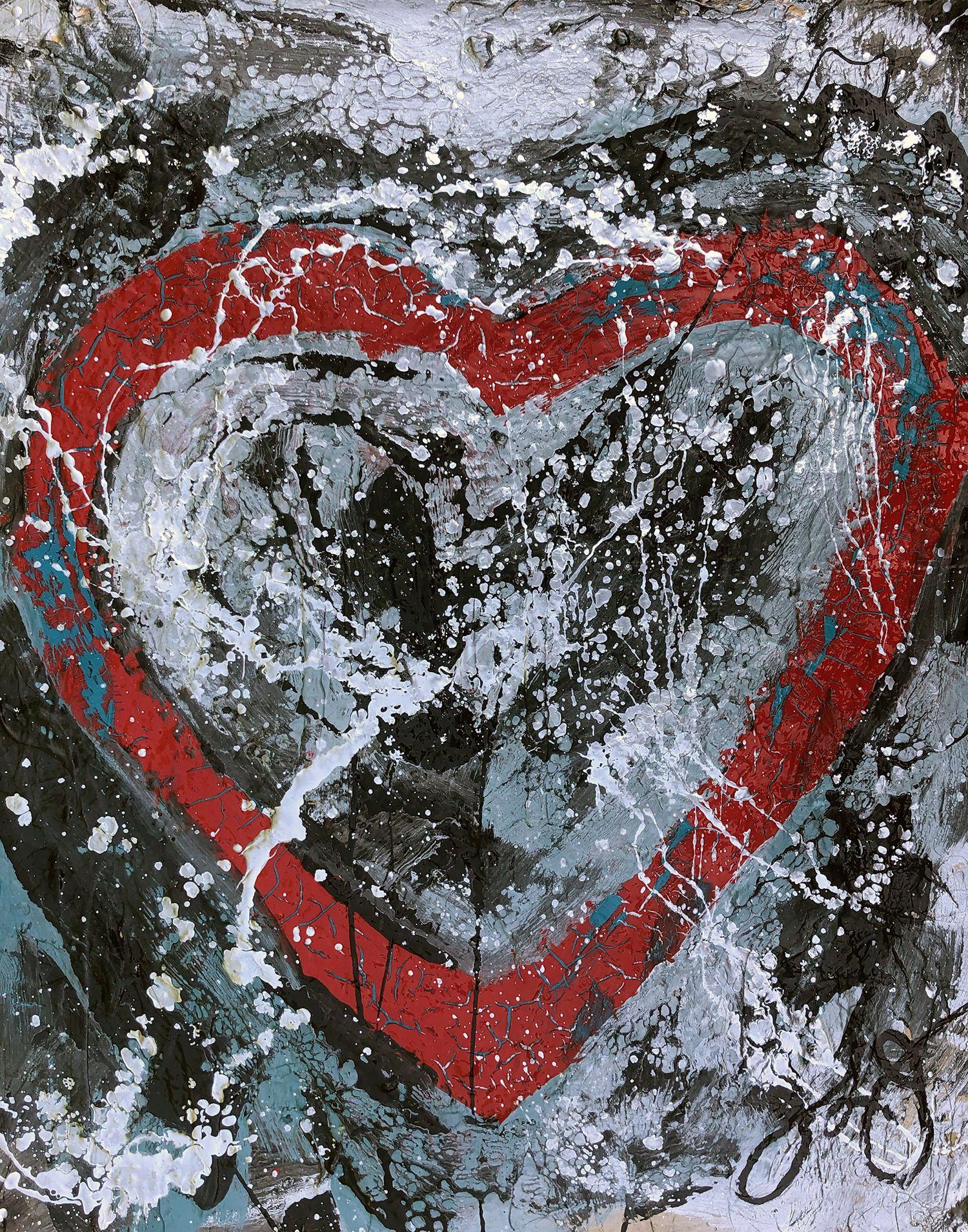 Jason Lincoln Jeffers Abstract Painting - essen's heart 27., Painting, Acrylic on Paper