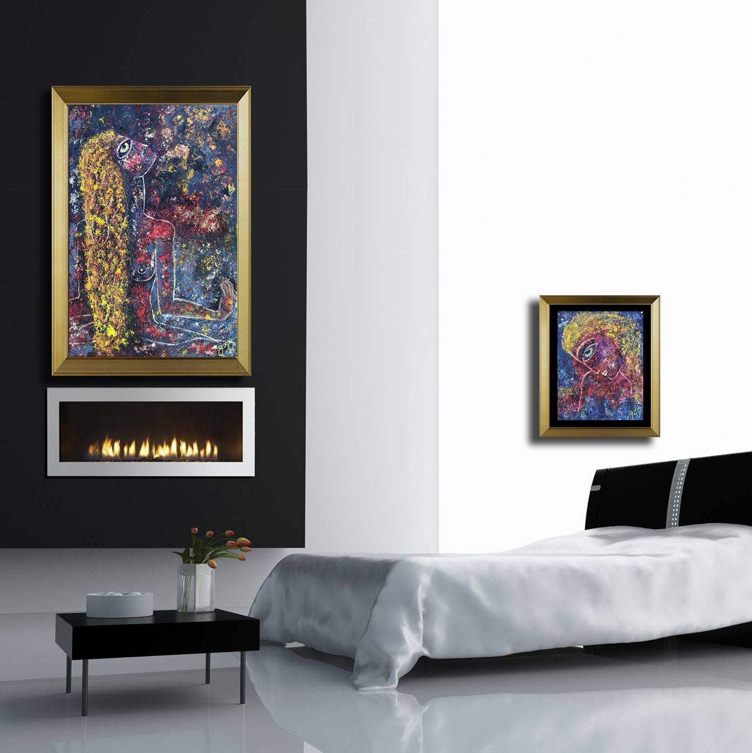 Peinture, huile sur papier, reine masquée 10. - Abstrait Painting par Jason Lincoln Jeffers