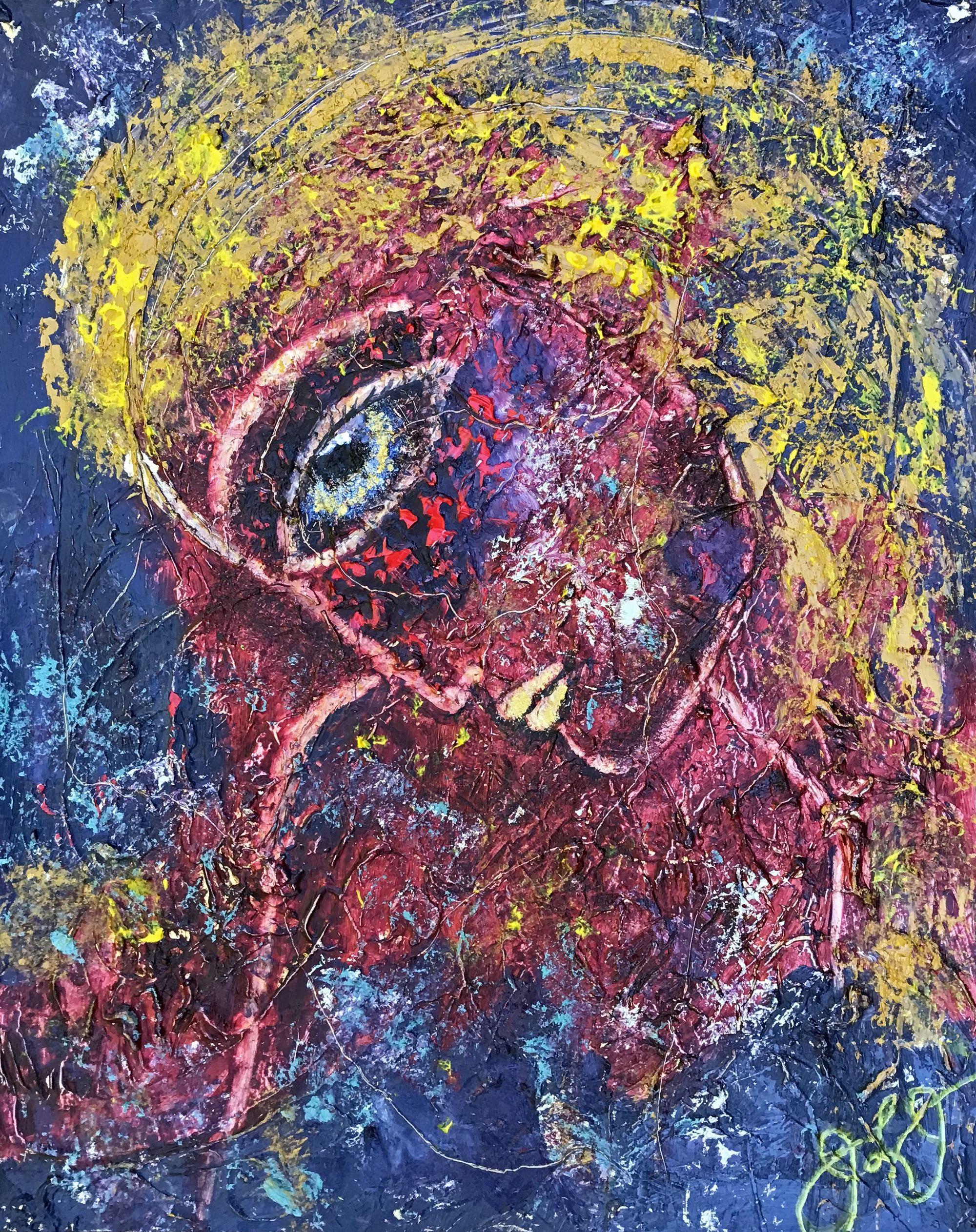 Jason Lincoln Jeffers Abstract Painting - masked queen 10., Painting, Oil on Paper