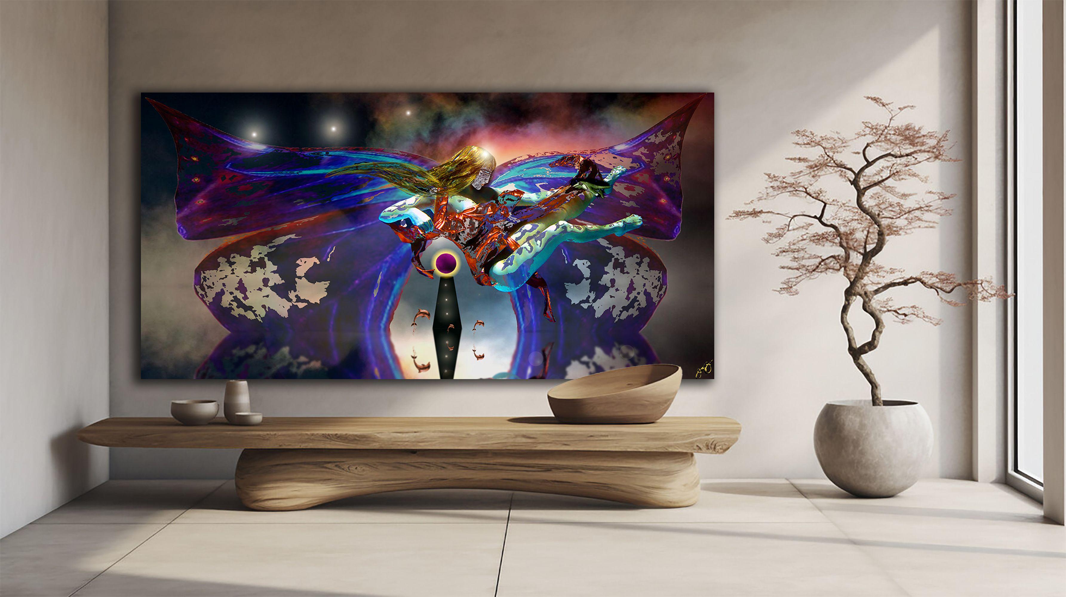2024 digital, dye transfer to aluminum with a high gloss finish and float-back framing. Edition 1 of 1. Sizes available in inches: 24x48 at $2990, 32x64 at $3990, 36x72 at $4990, 48x96 at $6490. Please allow 2-3 weeks for the sublimation process.   