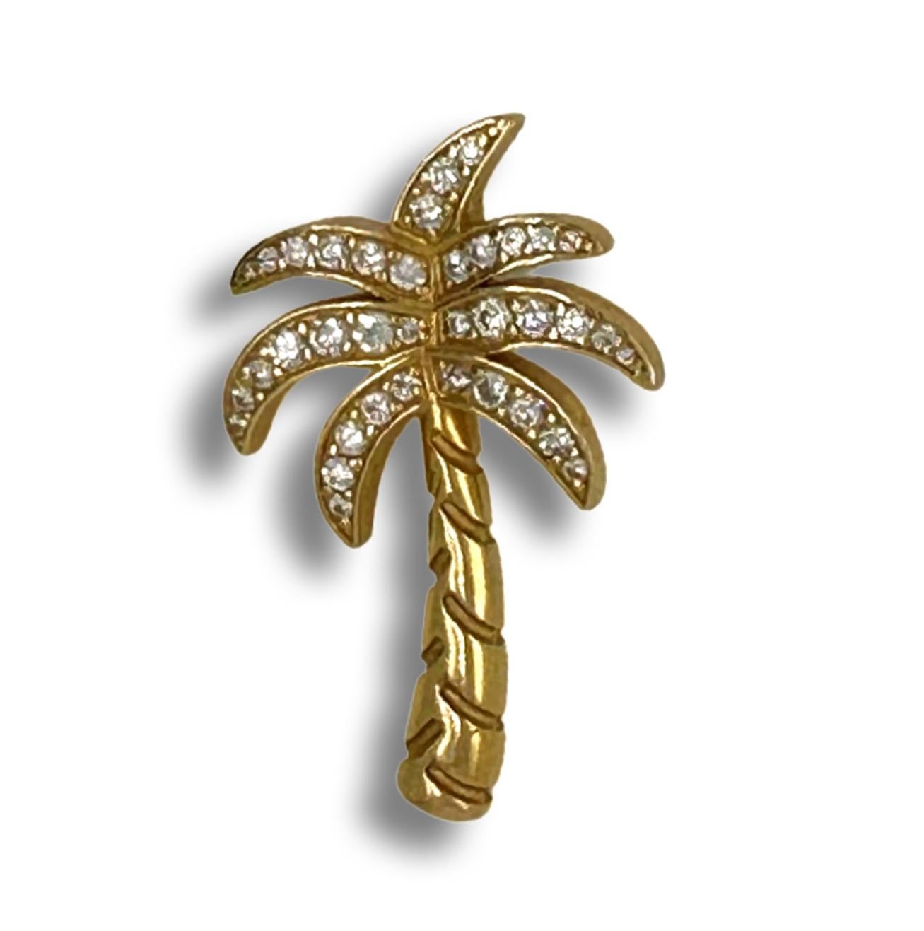 Jason Of Beverly Hills 14k Yellow Gold & Diamond Palm Tree Pendant In Excellent Condition For Sale In Miami, FL
